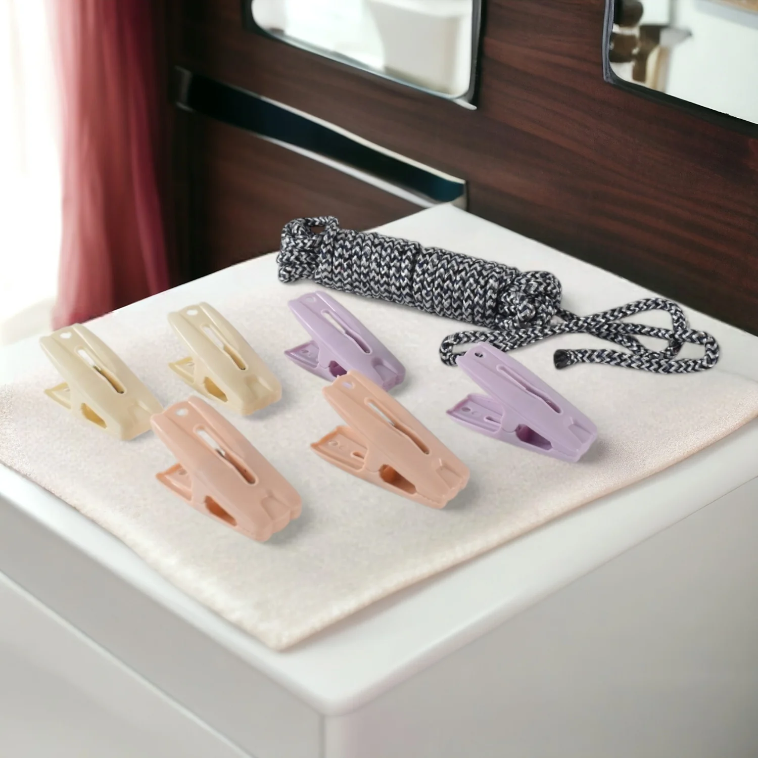 Cloth Drying Rope with Clips – Convenient and Durable Hanging Solution (7 Pc Set) - Image 4