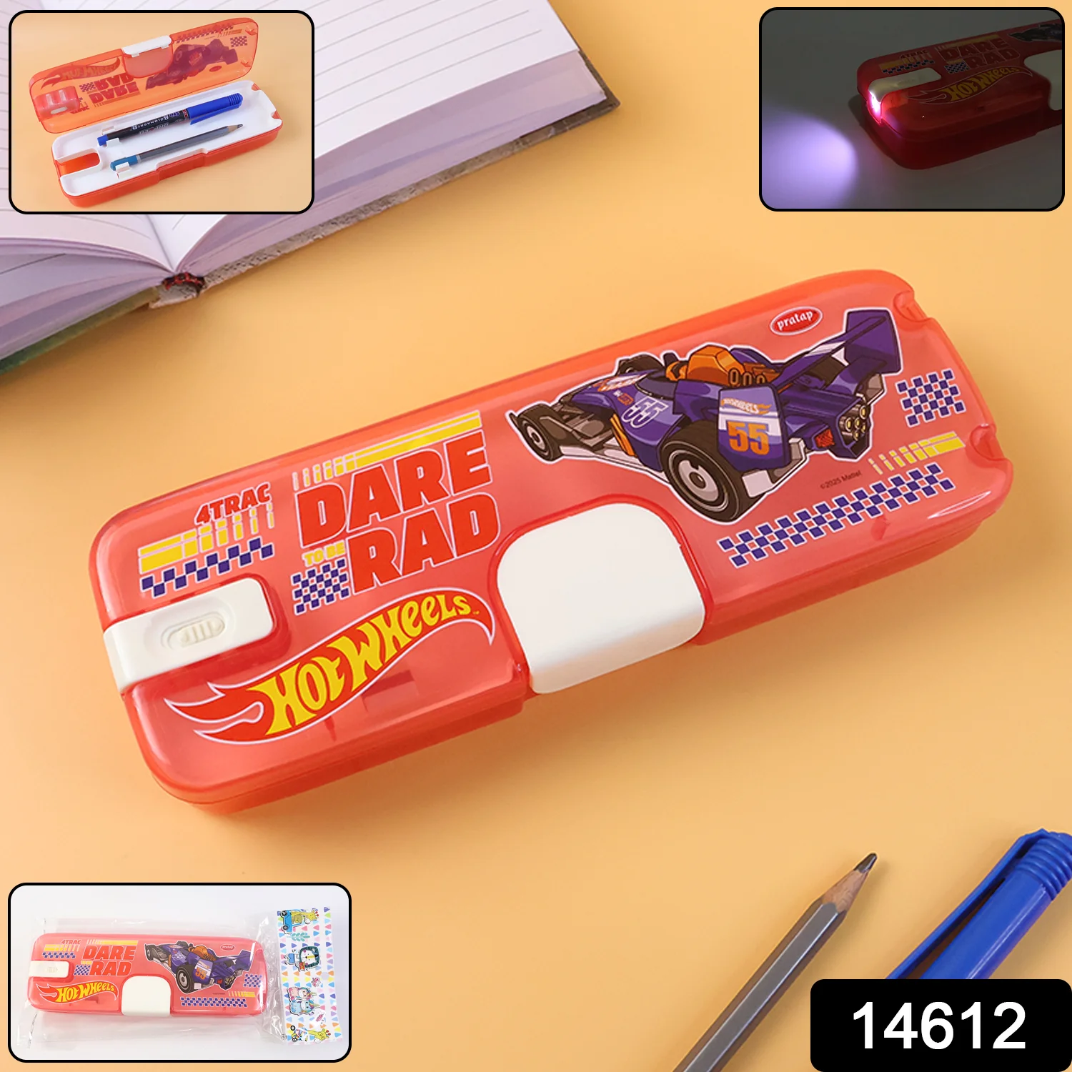 Plastic Pencil Box with LED Light & Cartoon Print (1 Pc) - Image 2