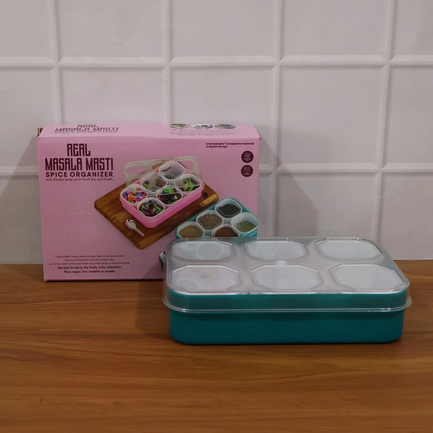 Plastic Real Masala Masti Box with 6 Compartments for Spice Storage - Image 9