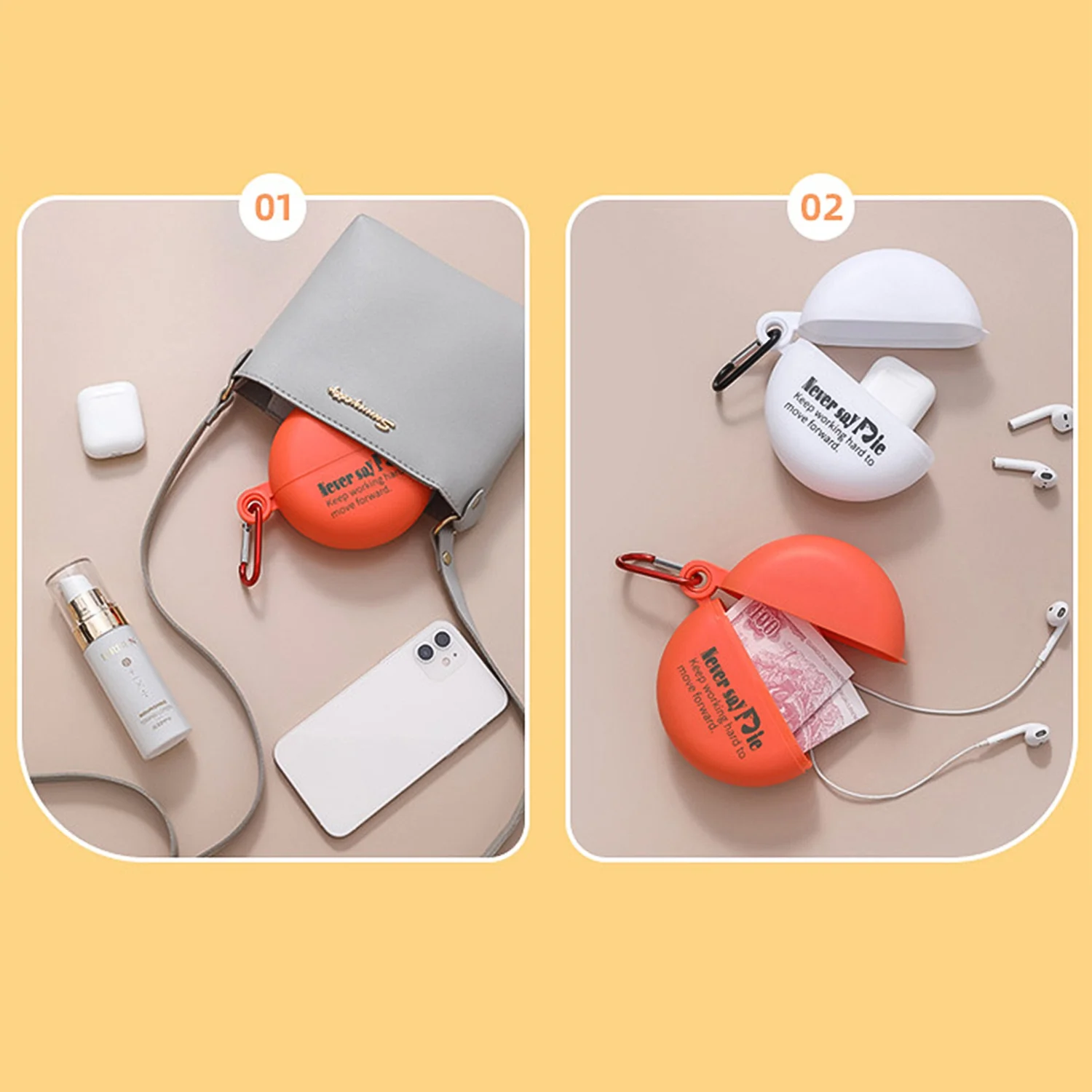 Plastic Round Multi-Purpose Empty Storage Box with Keychain (1 Pc) - Image 3