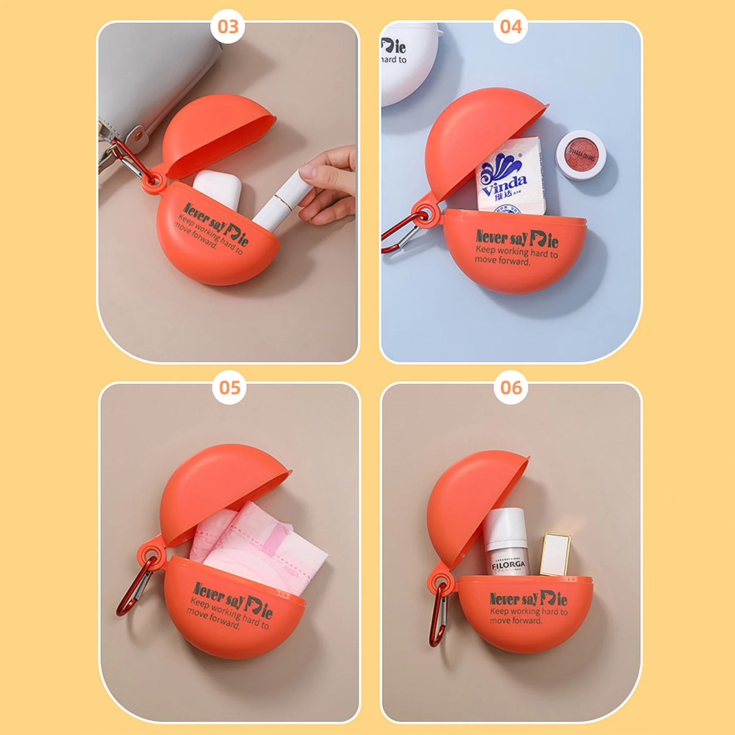 Plastic Round Multi-Purpose Empty Storage Box with Keychain (1 Pc) - Image 4