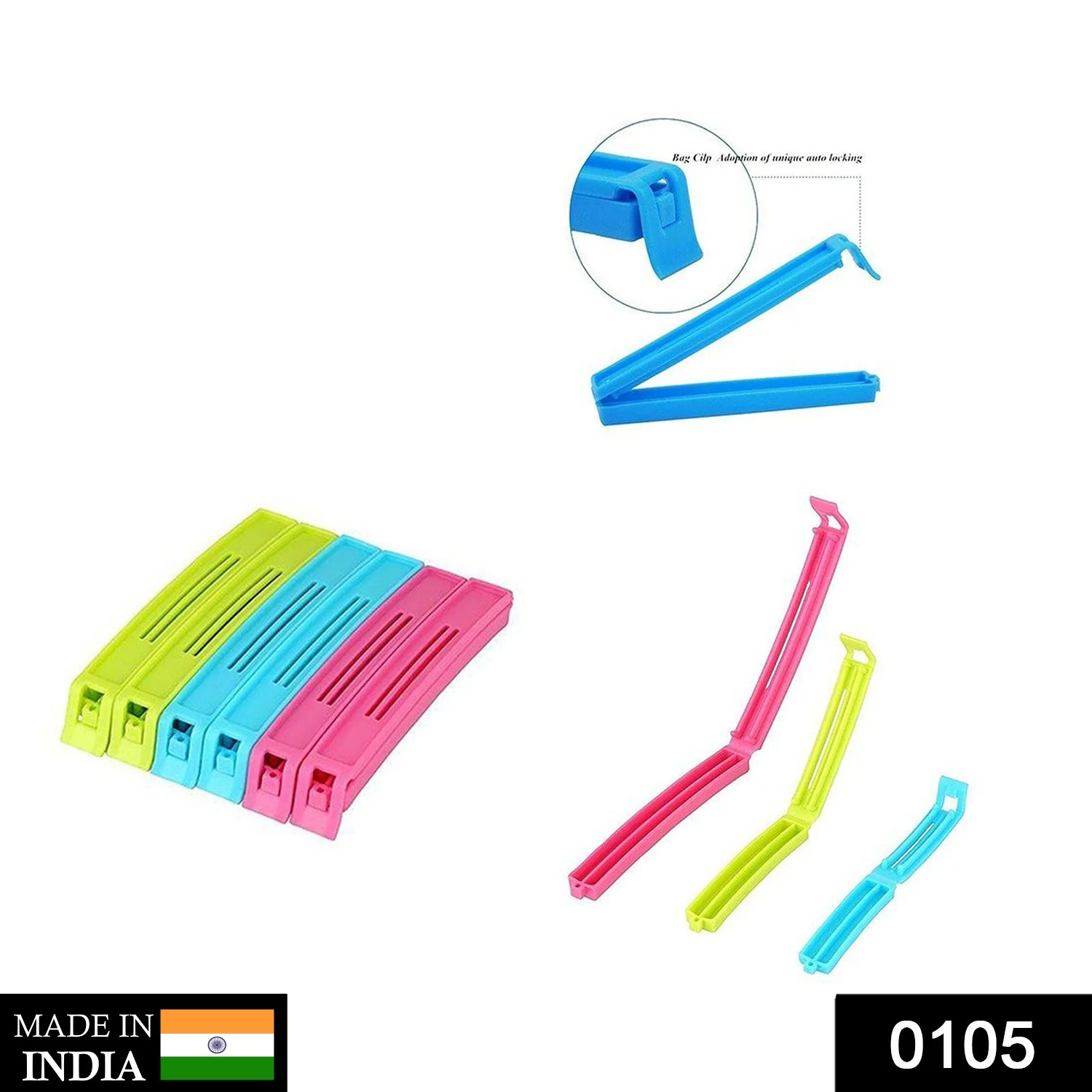 Plastic Snack Bag Clip Sealer Set (18 Pcs, Multicolour) - Image 2