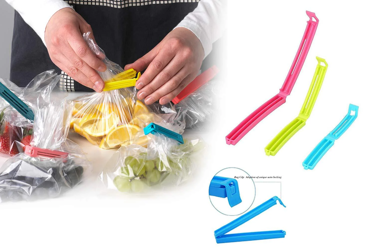 Plastic Snack Bag Clip Sealer Set (18 Pcs, Multicolour) - Image 4