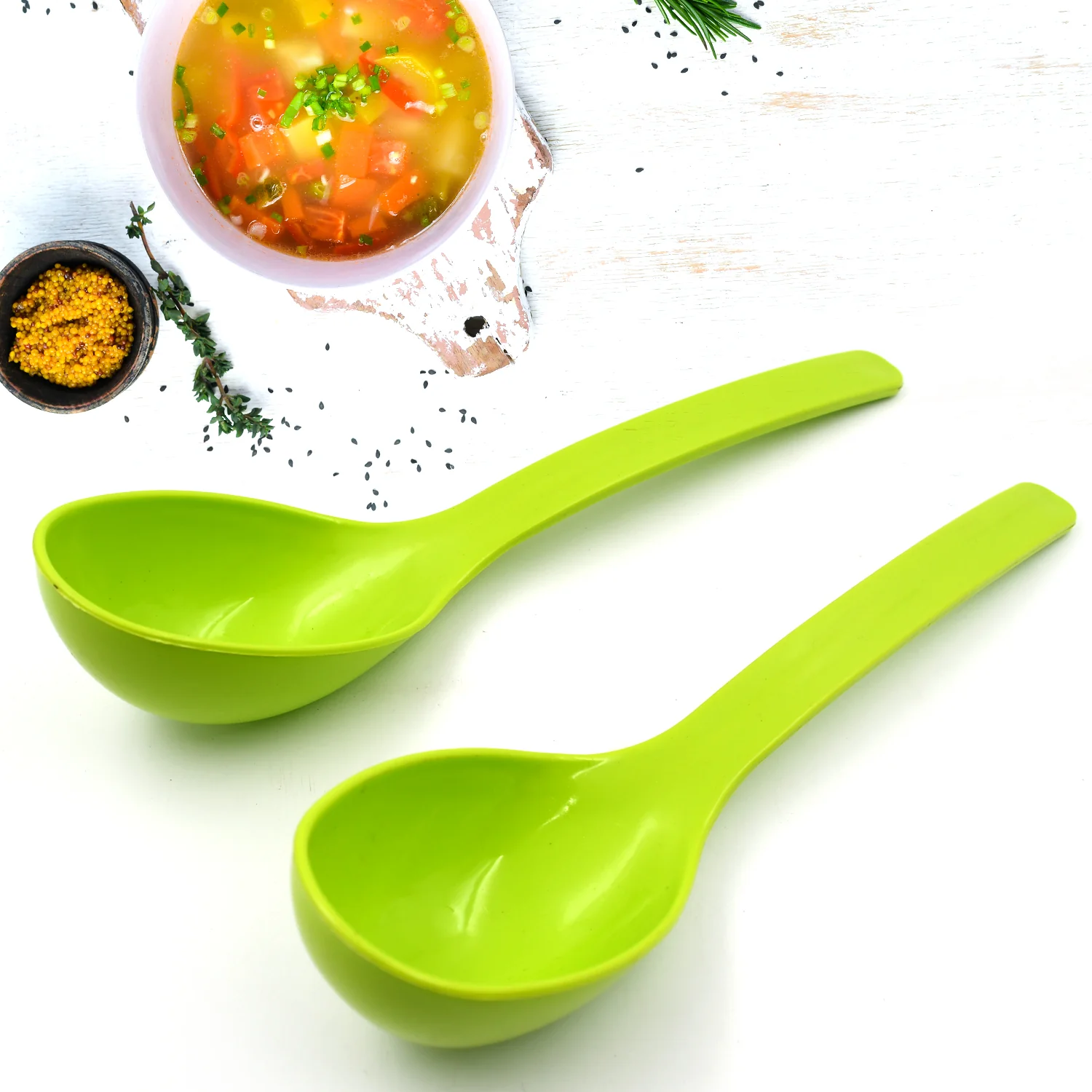 Plastic Kitchen Ladle for Frying, Curry & Serving Food (2 Pc Set) - Image 4