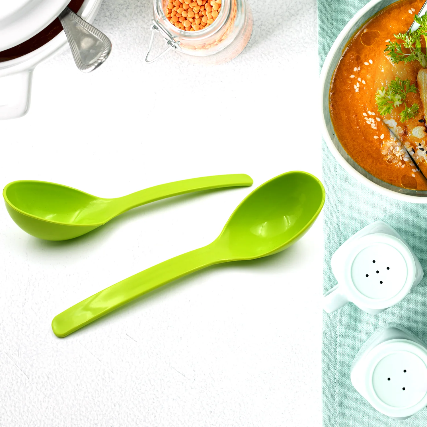 Plastic Kitchen Ladle for Frying, Curry & Serving Food (2 Pc Set) - Image 6