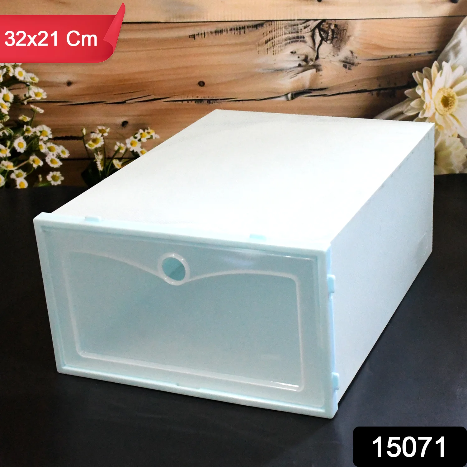 1 Layer Plastic Shoes Storage Box, Stackable Shoe Storage (1 pc / 32x21x12 CM) - Image 2