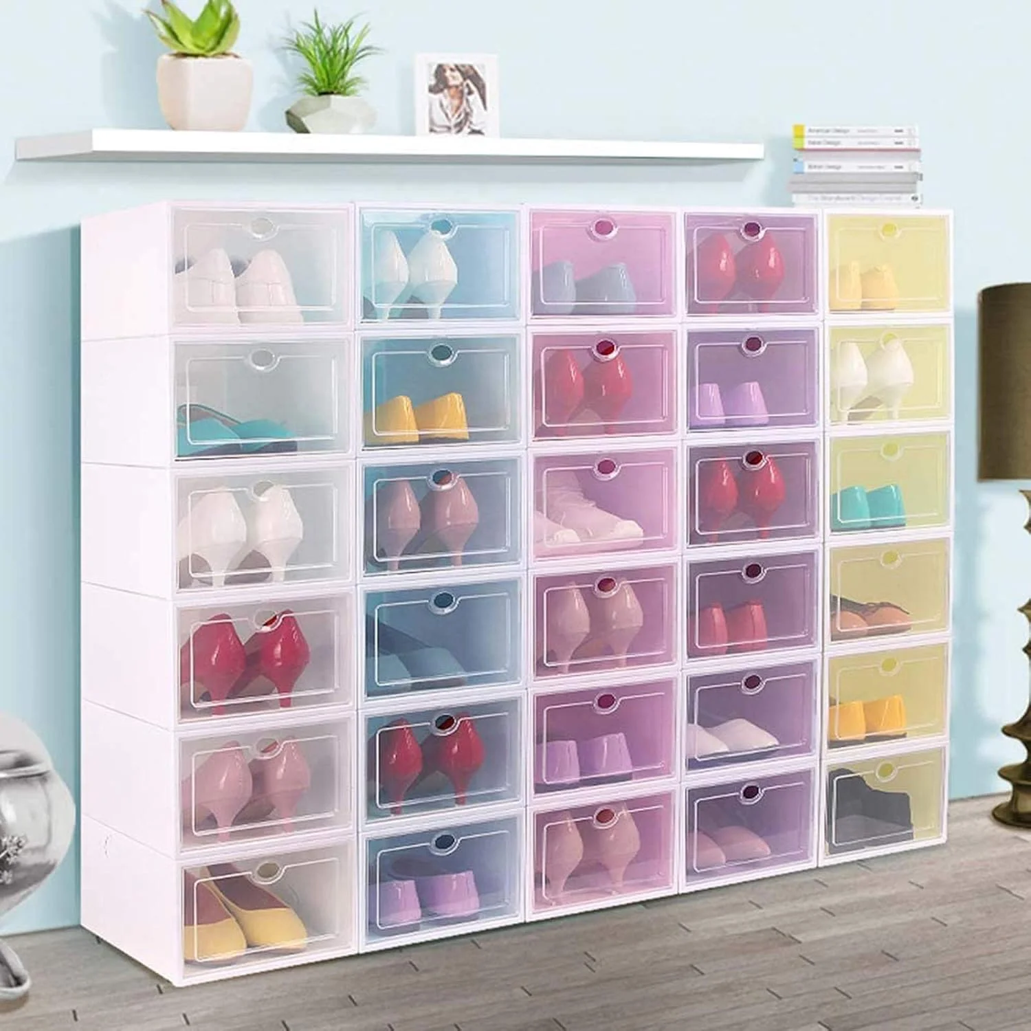 1 Layer Plastic Shoes Storage Box, Stackable Shoe Storage (1 pc / 32x21x12 CM) - Image 6