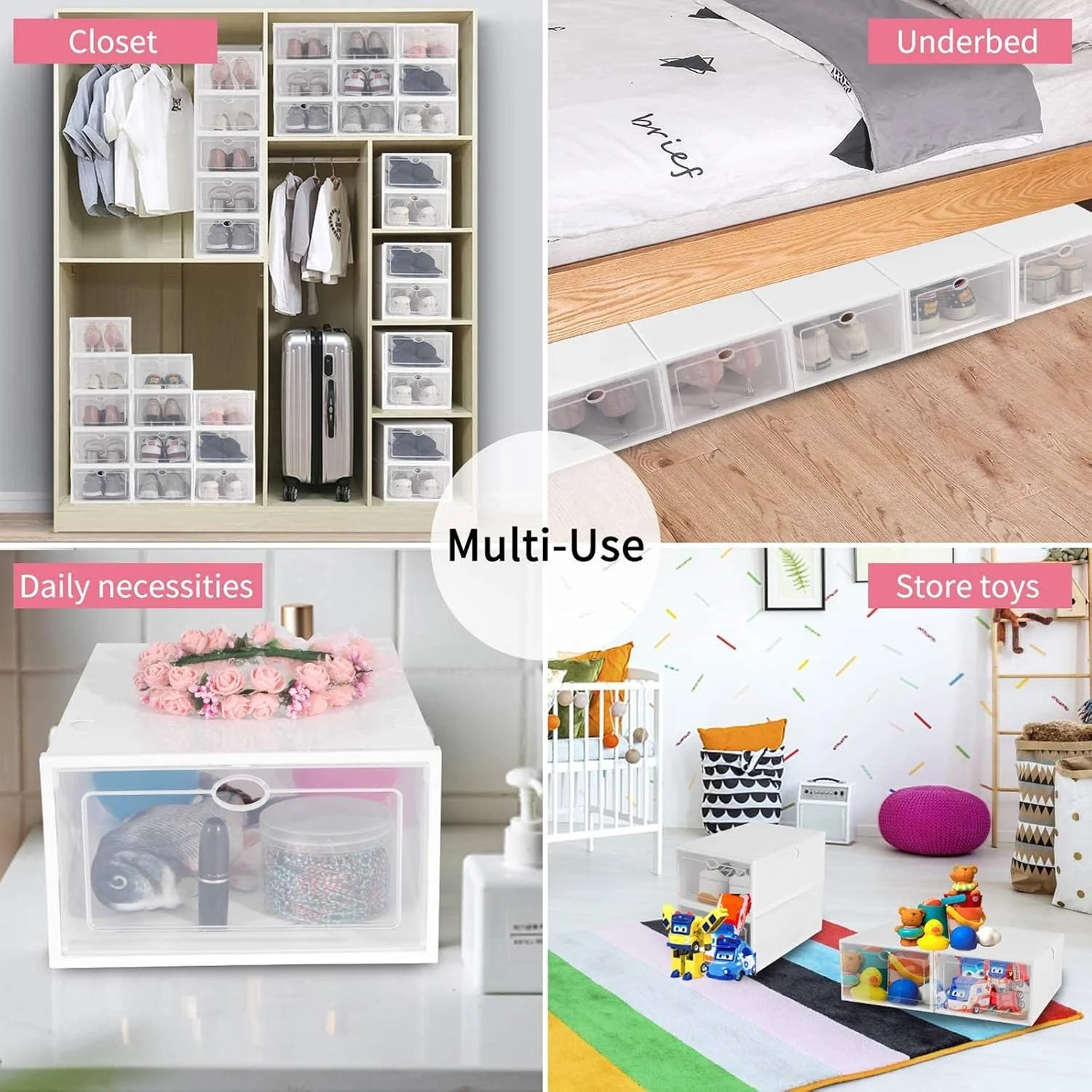 1 Layer Plastic Shoes Storage Box, Stackable Shoe Storage (1 pc / 32x21x12 CM) - Image 7