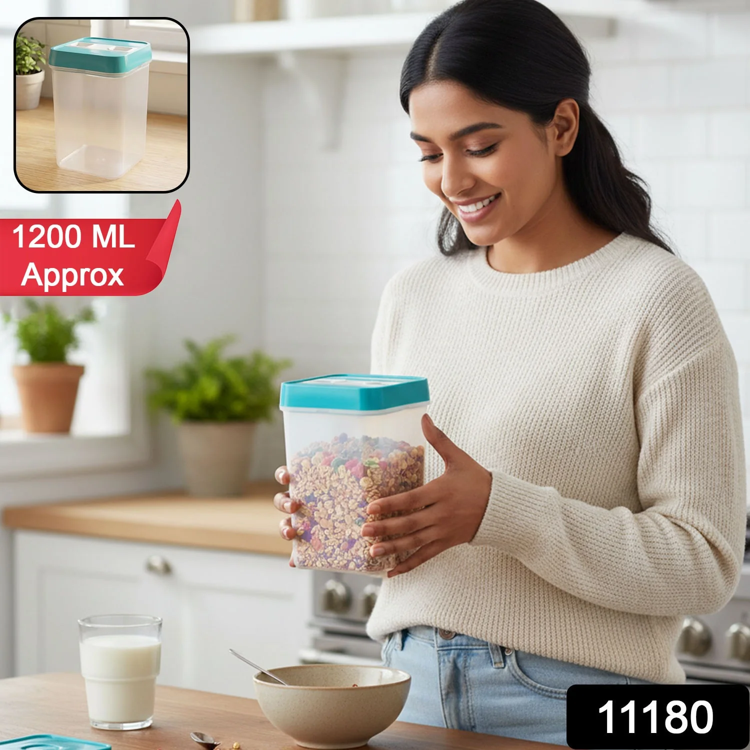 Plastic Smart Seal Food Storage Container 1200 ML Approx - Image 2