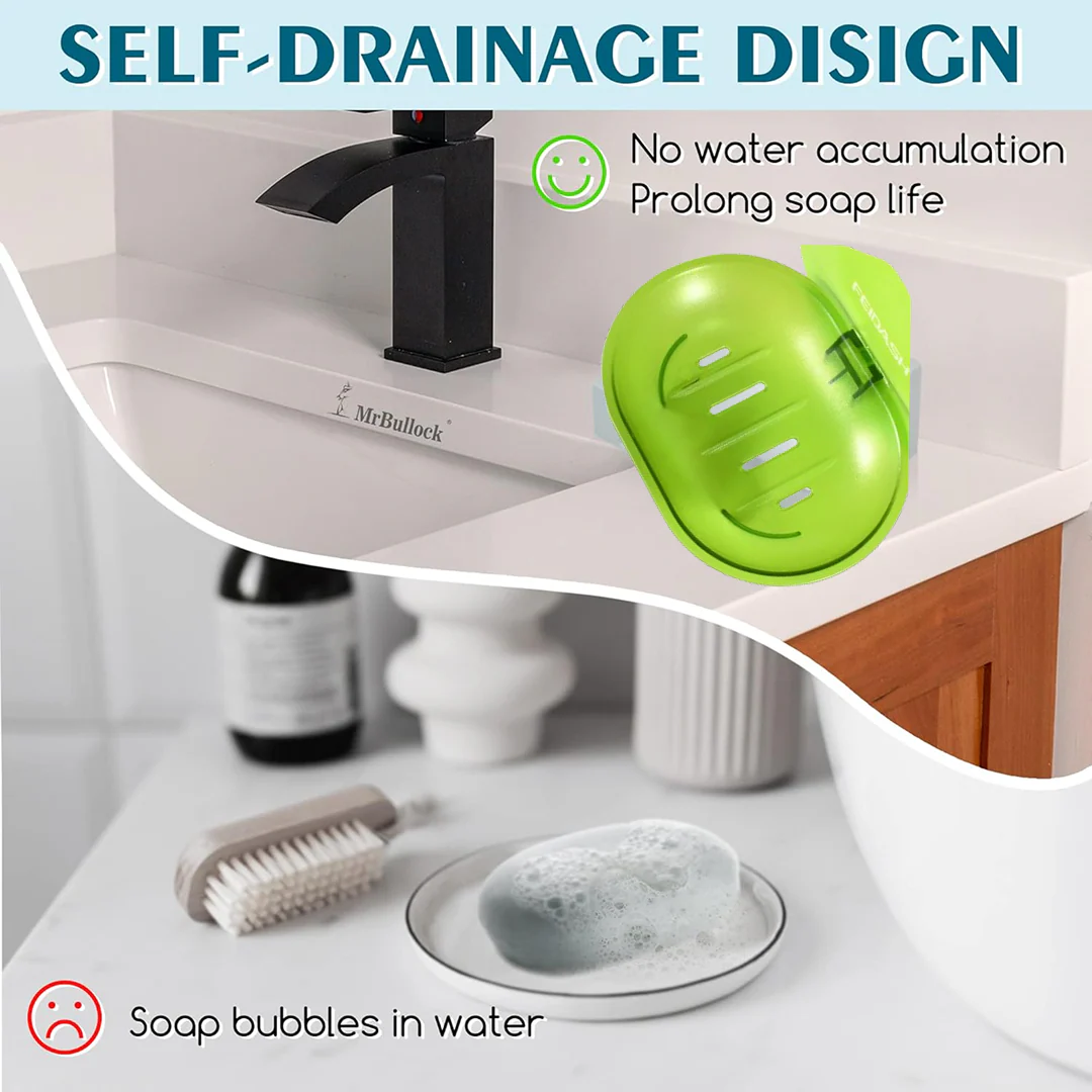 Wall-Mounted Plastic Soap Dish Holder for Bathroom & Kitchen - Image 2