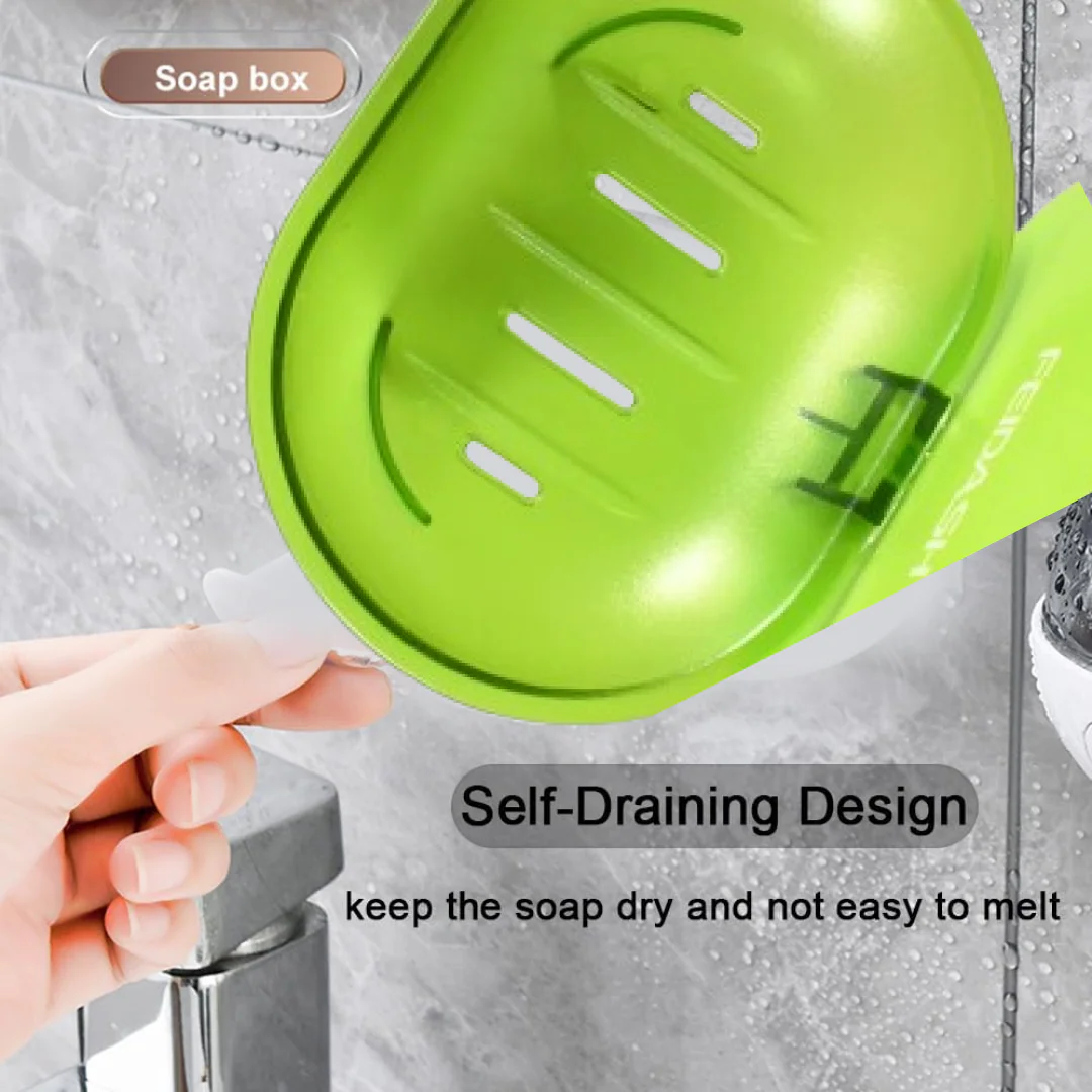 Wall-Mounted Plastic Soap Dish Holder for Bathroom & Kitchen - Image 3