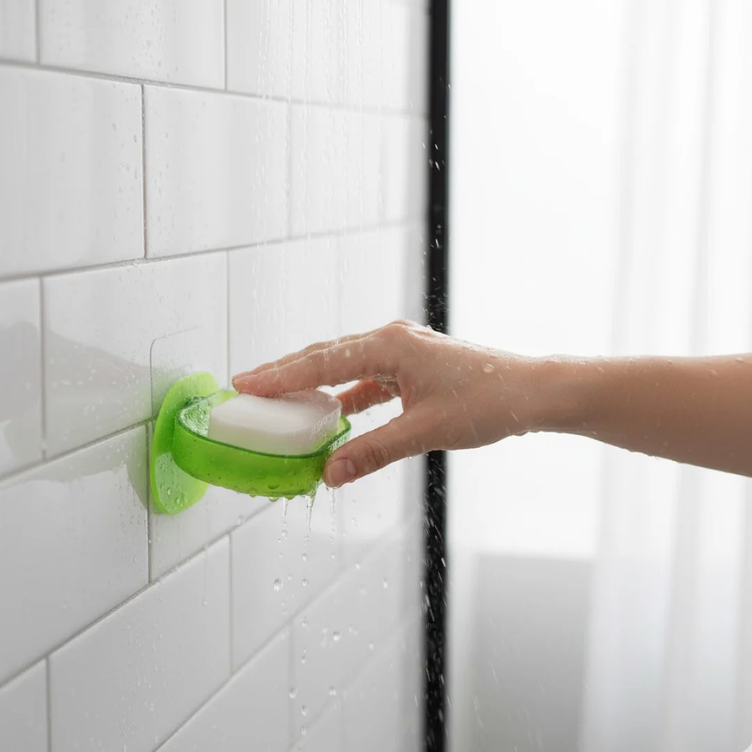 Wall-Mounted Plastic Soap Dish Holder for Bathroom & Kitchen - Image 6