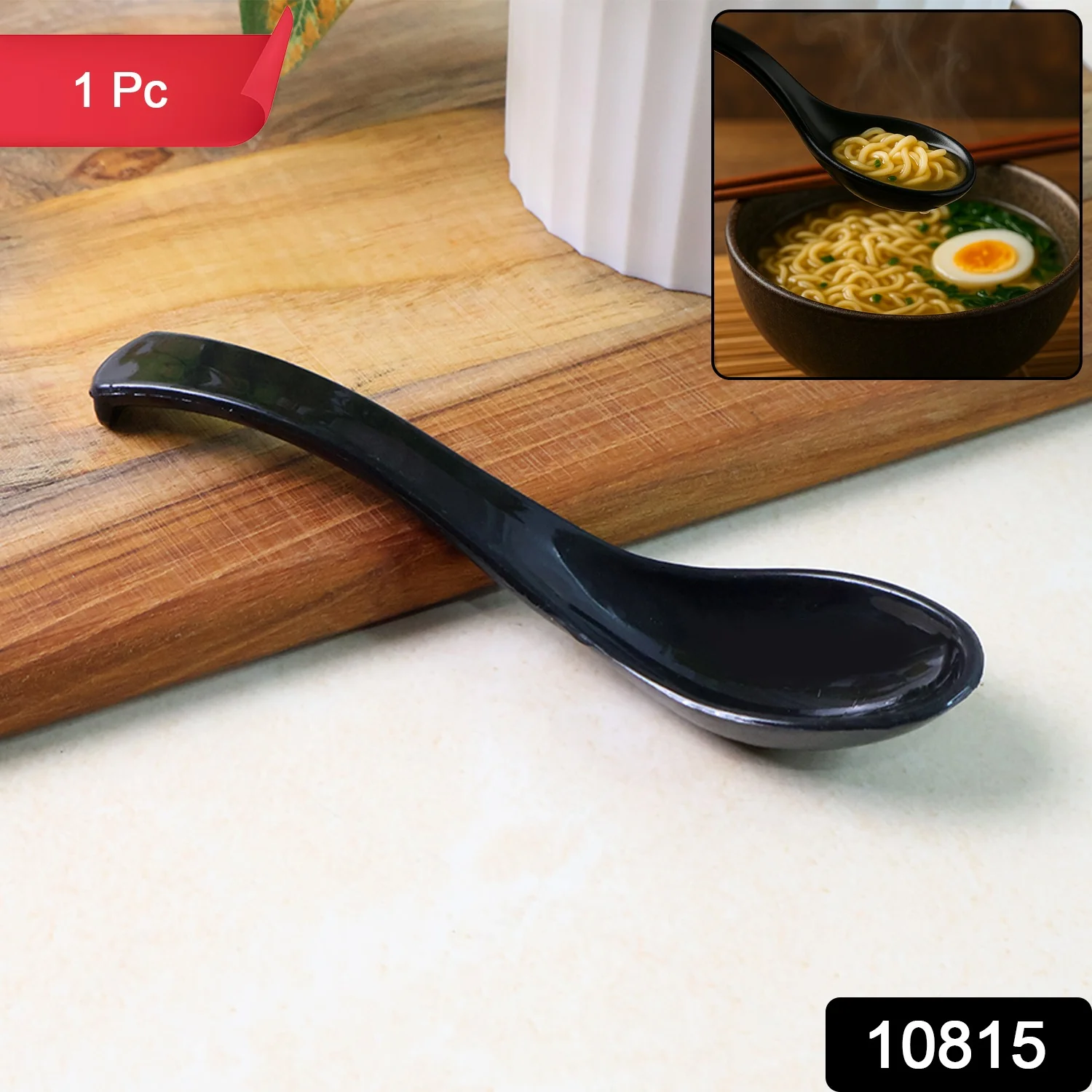Plastic Soup Spoon – Deep Bowl (1 Pc / Black) - Image 2
