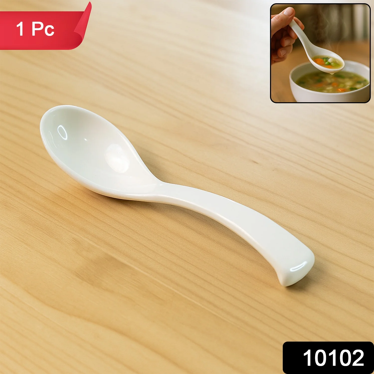 Plastic Soup Spoon – Deep Bowl (1 Pc / White) - Image 2