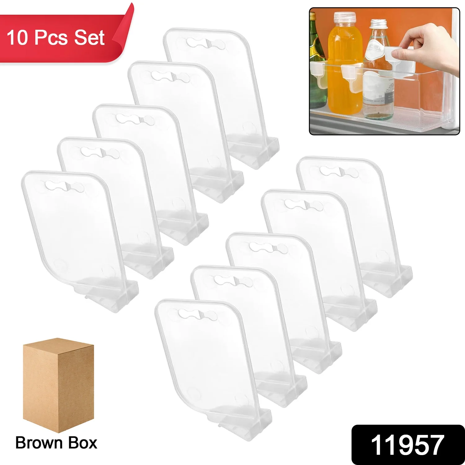 Plastic Storage Baskets – Space Allocator, Refrigerator Organizer Bins (10 Pcs Set) - Image 2