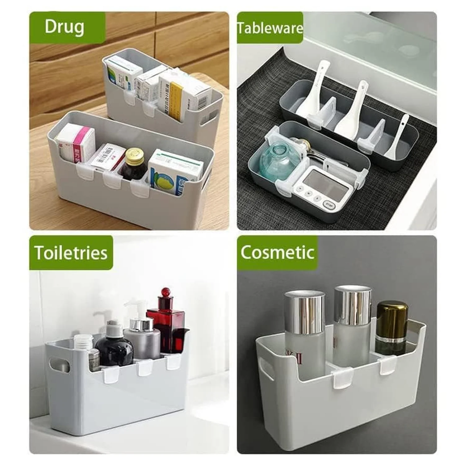 Plastic Storage Baskets – Space Allocator, Refrigerator Organizer Bins (10 Pcs Set) - Image 7