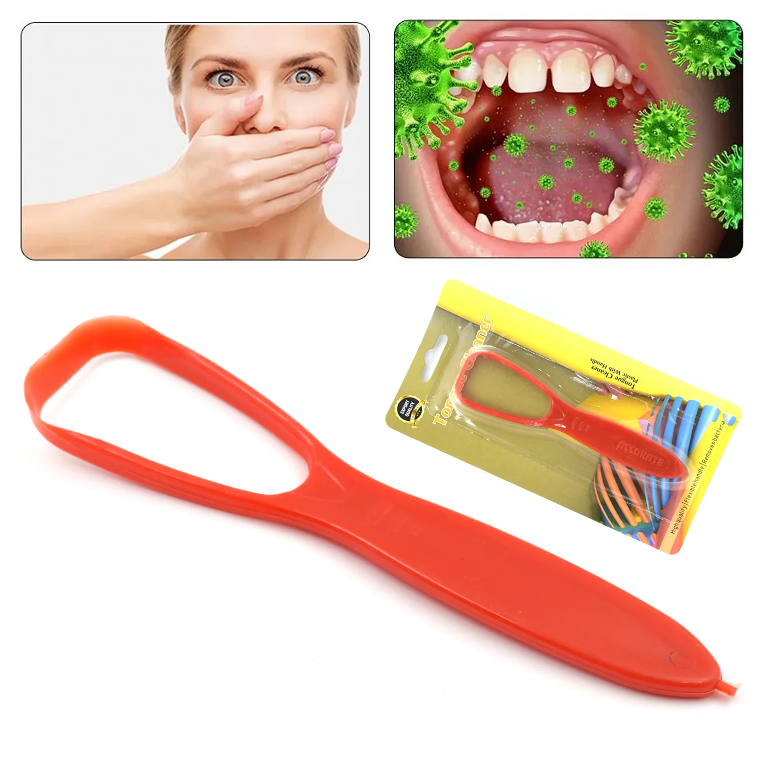 Plastic Tongue Cleaner For Kids & Adults | Tongue Scraper For Bad Breath, Maintain Oral Hygiene for Daily Use | for Fresh Breath & Bacteria Removal | Improved Taste Plastic With Handle Tongue Cleaner (1 Pc ) - Image 4