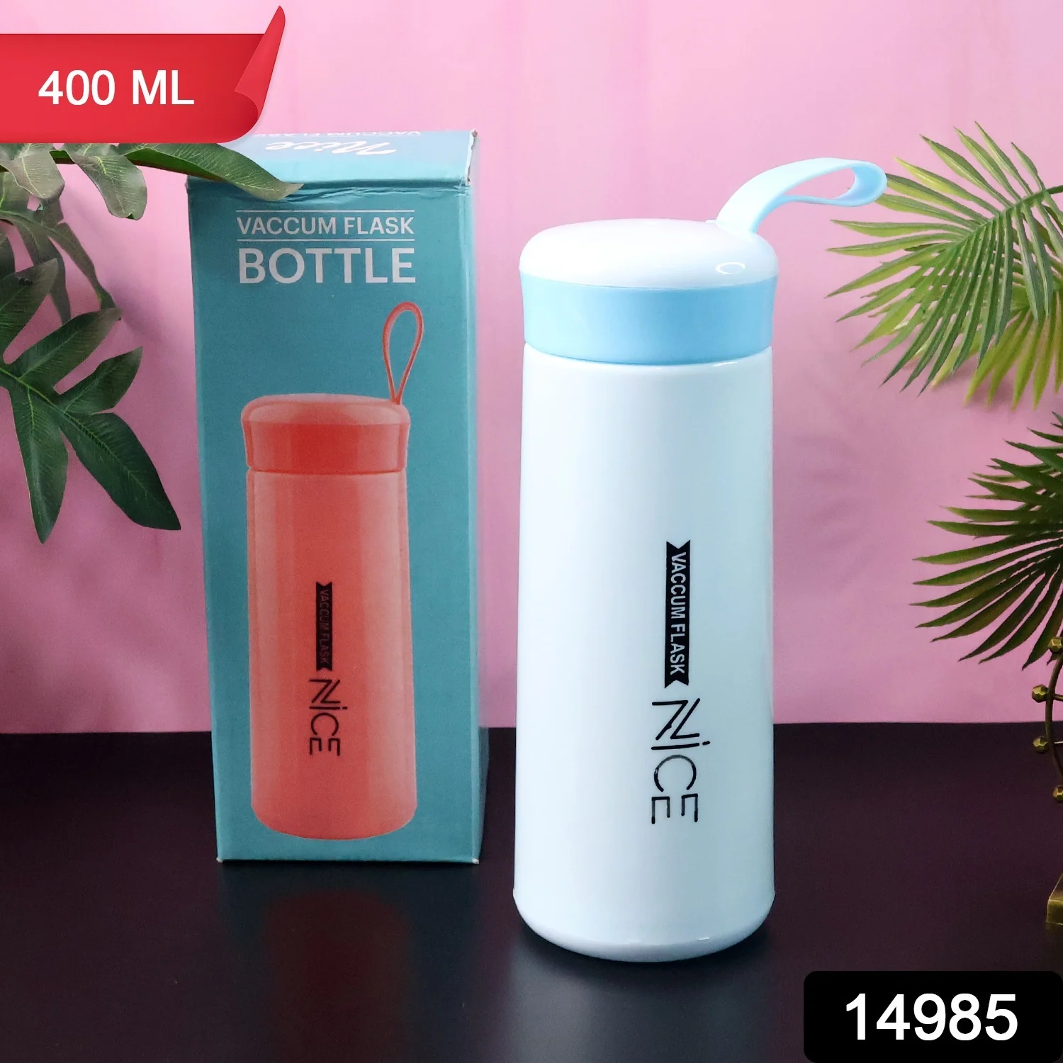 Plastic Flask Water Bottle - (Color Blue / 1 Pc / 400ML) - Image 2
