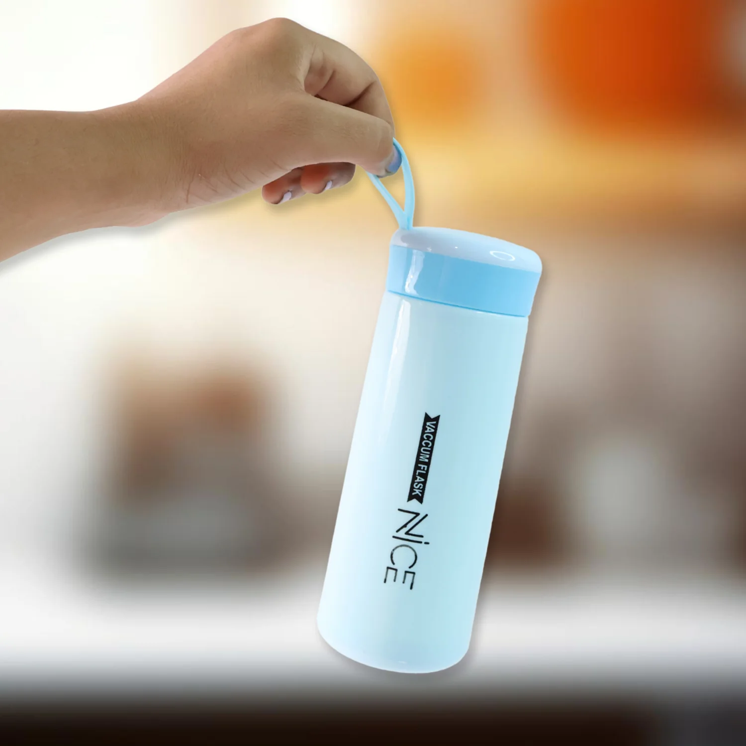 Plastic Flask Water Bottle - (Color Blue / 1 Pc / 400ML) - Image 3