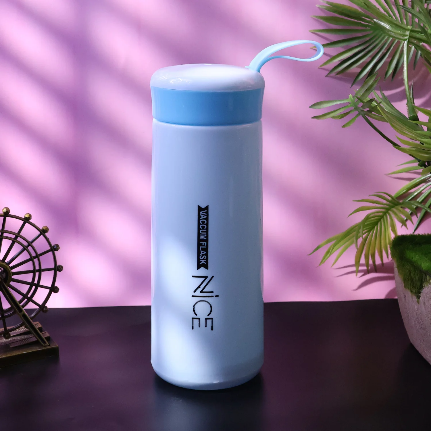 Plastic Flask Water Bottle - (Color Blue / 1 Pc / 400ML) - Image 4
