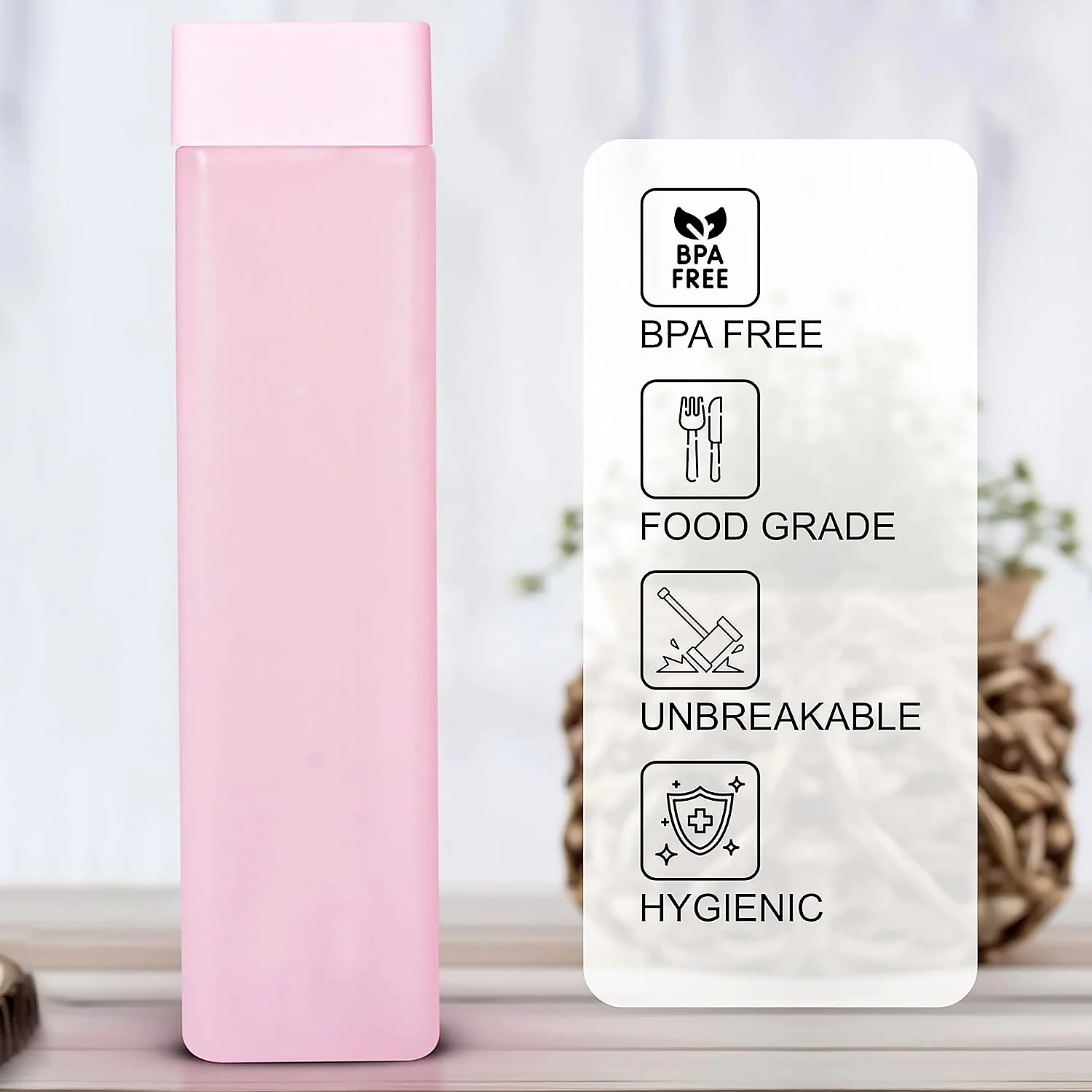 Square Plastic Water Bottle – 1000ml Leakproof BPA-Free for Office, Gym & Home (1 Pc) - Image 6