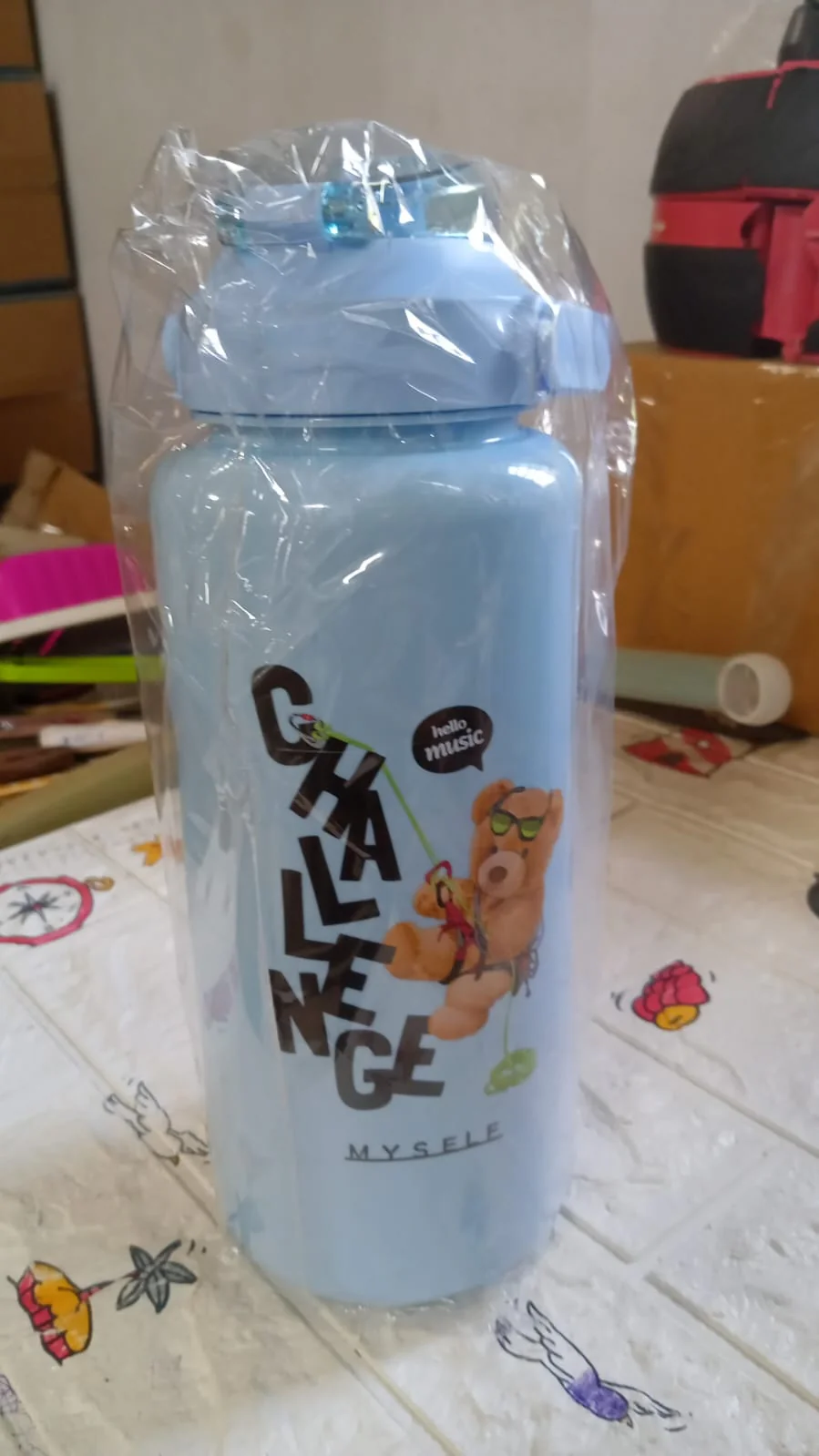 Plastic Water Bottle Set – BPA-Free, Leak-Proof, Cartoon Design Kids & Gym (3 Pc Set) - Image 6