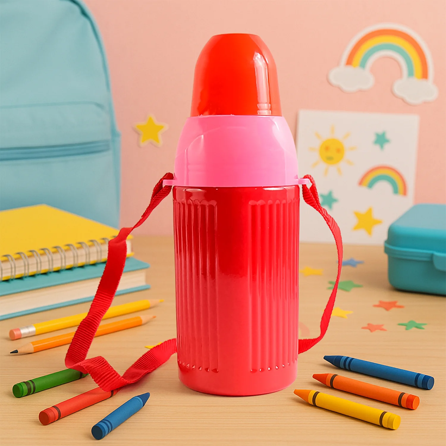 500ml Insulated Sports Water Bottle with Dori & Straw: Leakproof, BPA-Free, Kids - Image 2