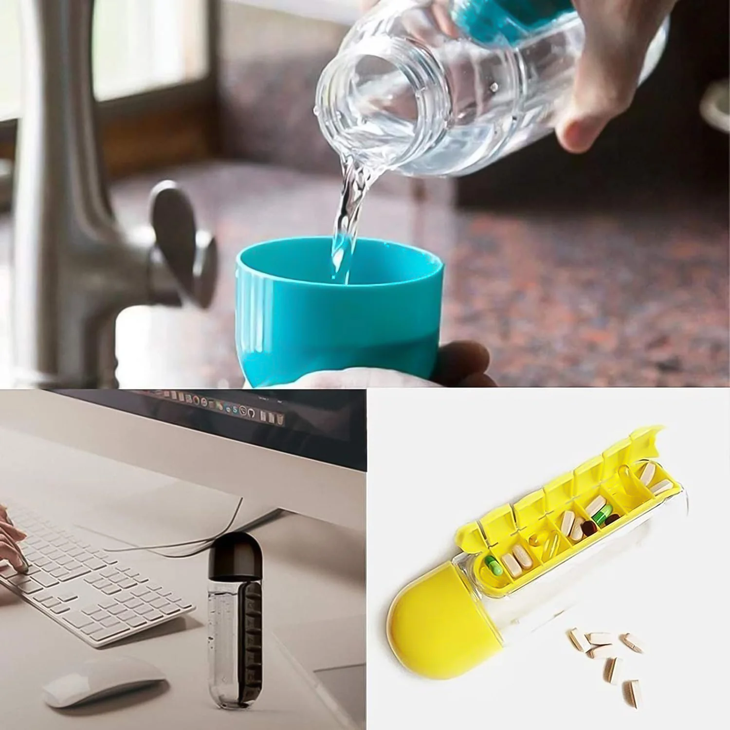 Multi-Use Pill & Water Bottle for Travel (600 Ml, Mix Color) - Image 5