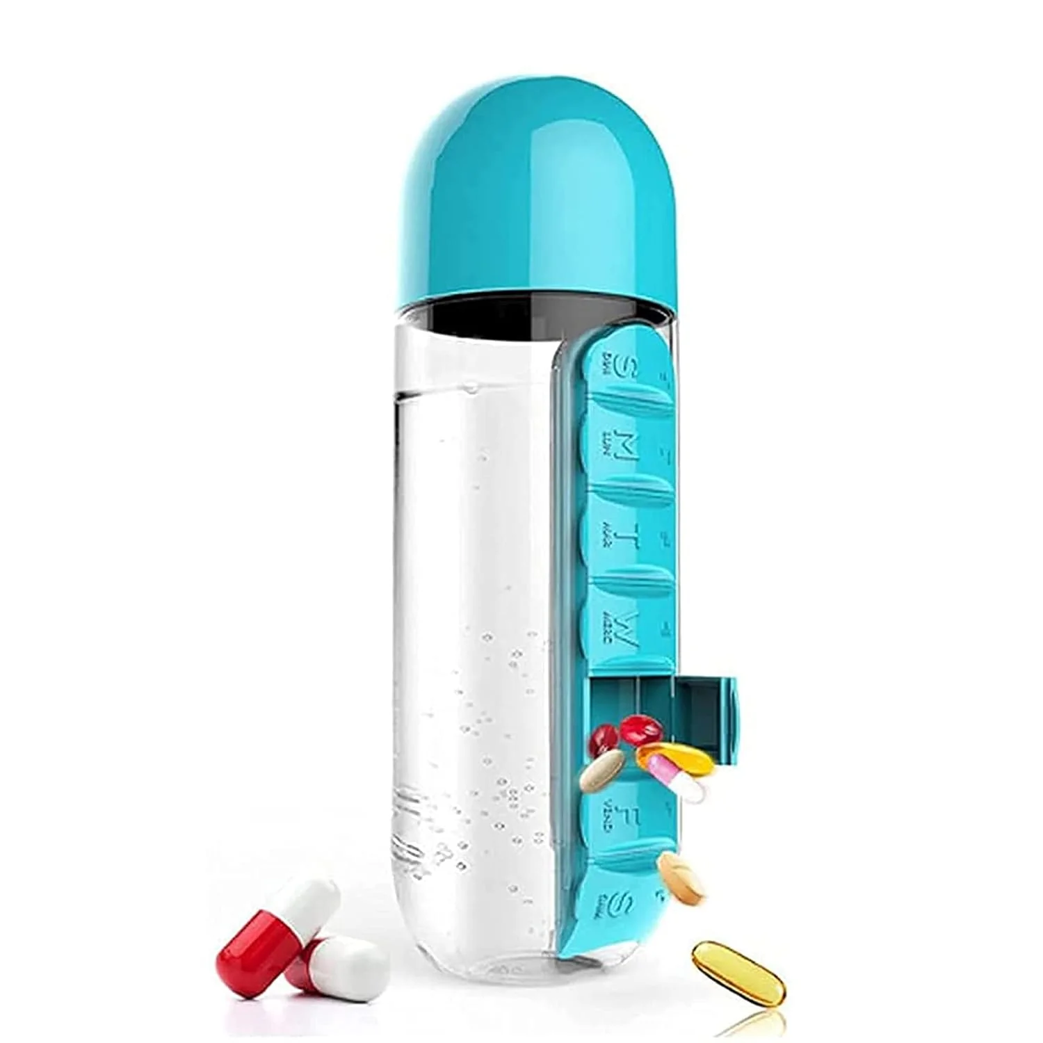 Multi-Use Pill & Water Bottle for Travel (600 Ml, Mix Color) - Image 6