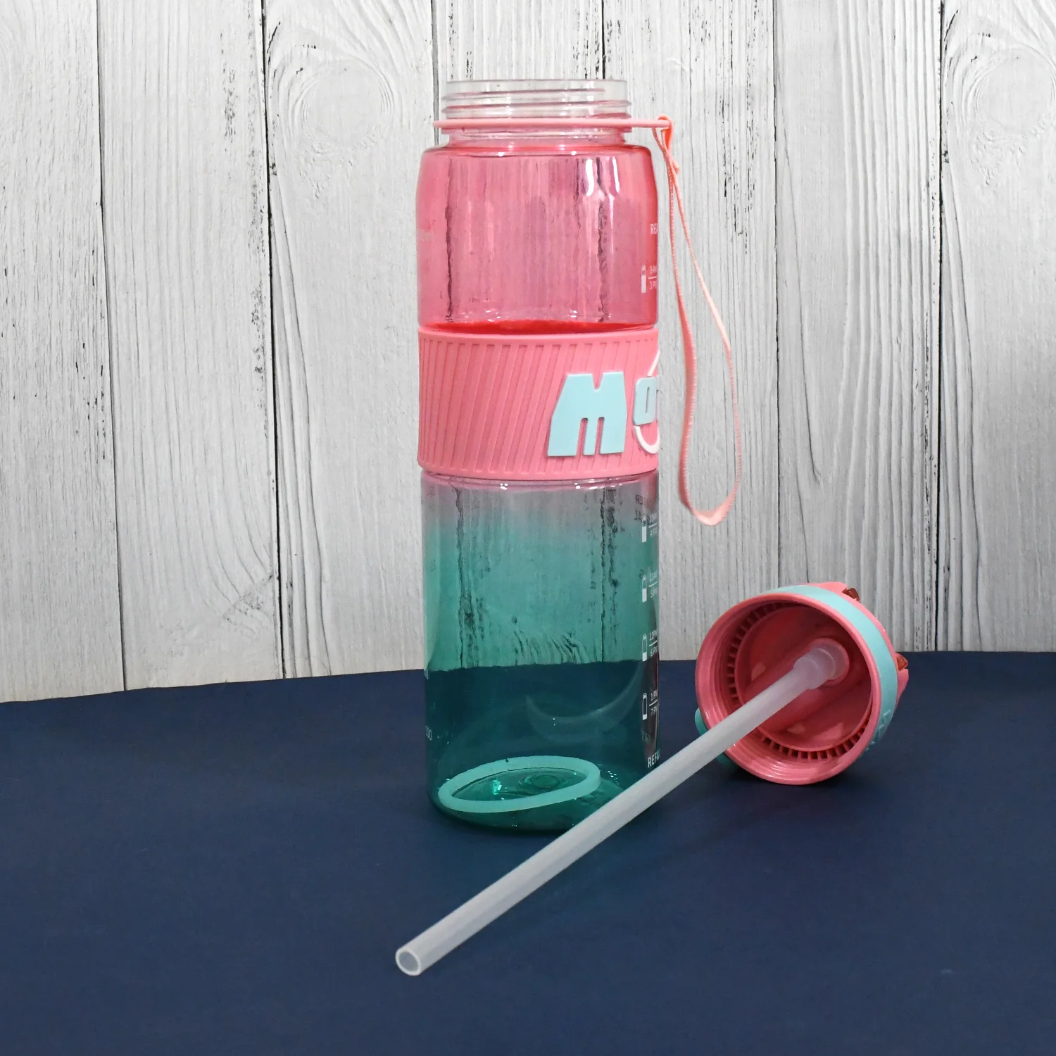 Plastic Water Bottle With Strap and Straw (1000 ML) - Image 3