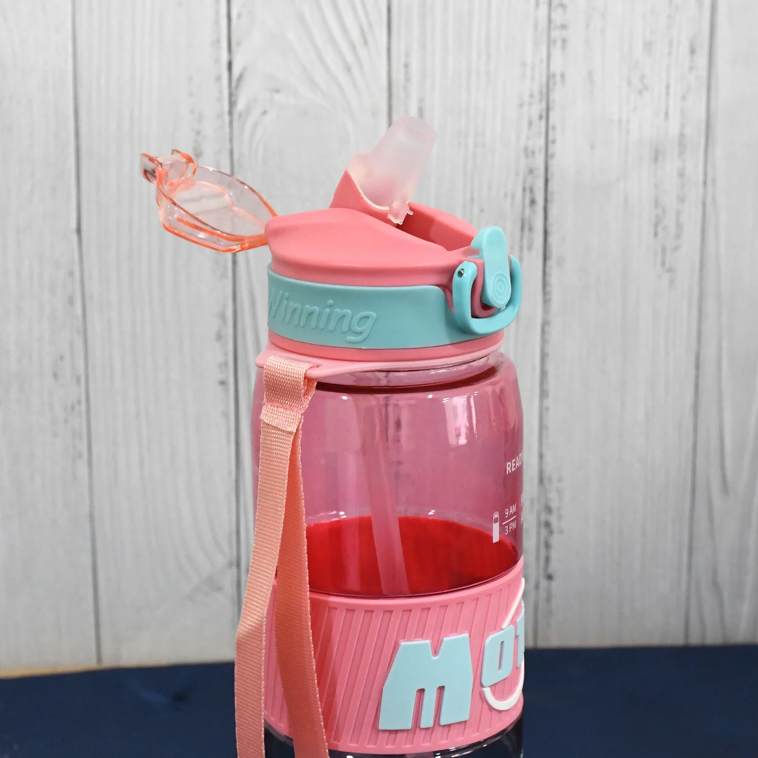 Plastic Water Bottle With Strap and Straw (1000 ML) - Image 4