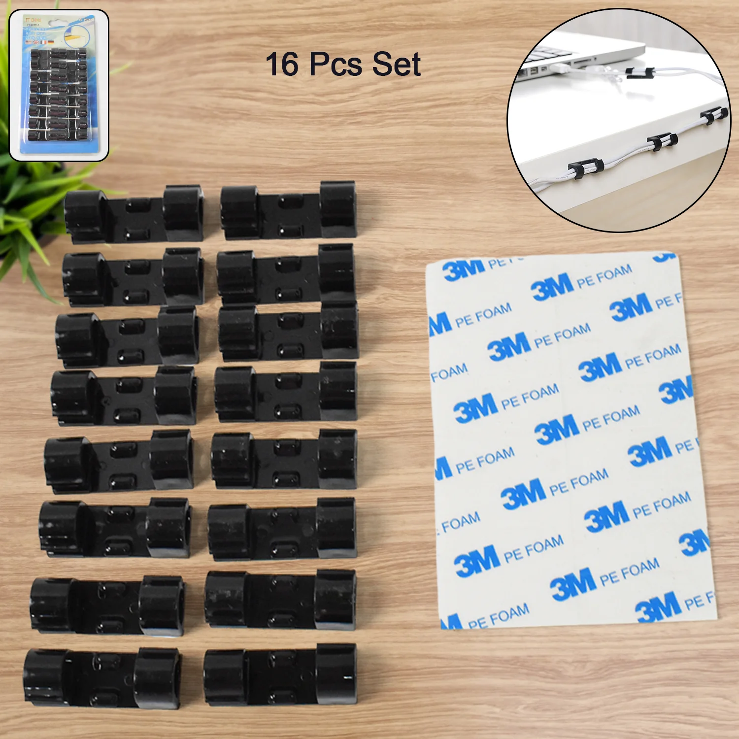 Plastic Wire Cord Cable Clips Organizer Holder (16 Pcs Set) - Image 3