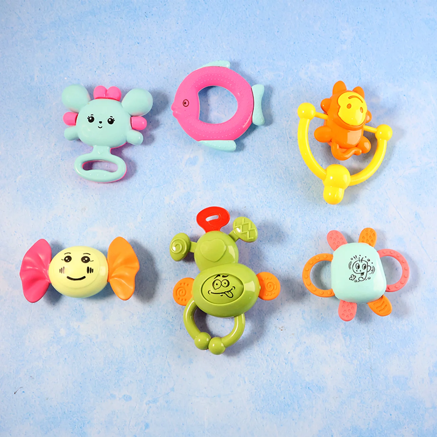 Play Cart Tiny Joys Rattle Toy Set – 6-in-1 Baby Rattles - Image 3