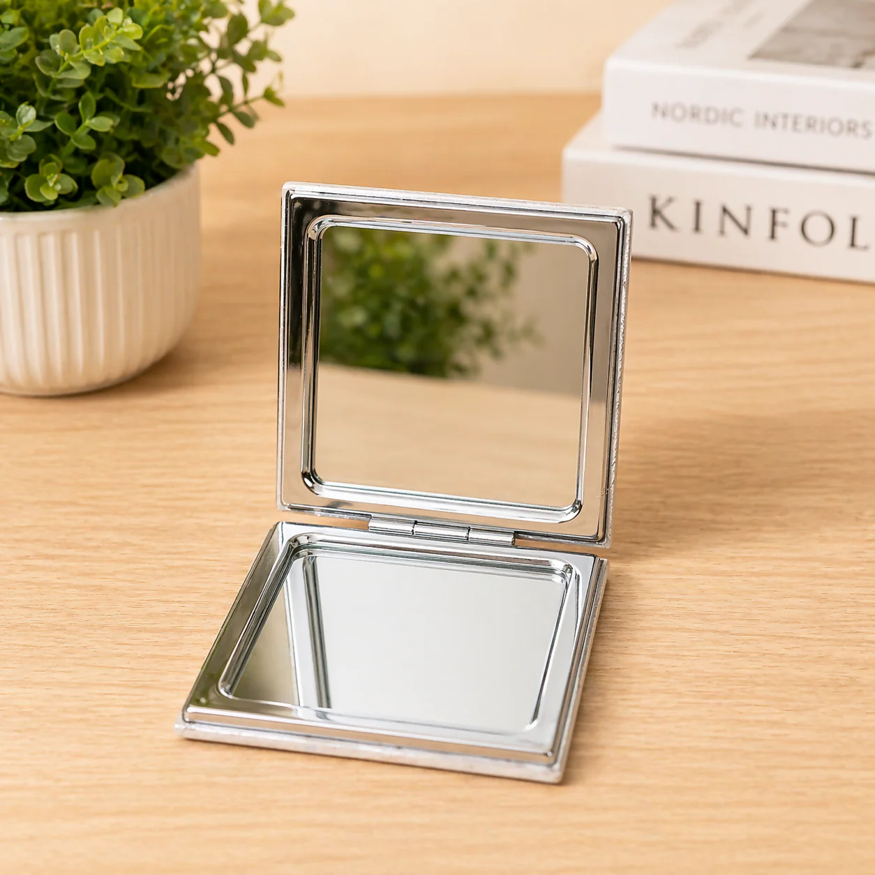 Pocket Folding Makeup Mirror Compact Travel Mirror with Designer Cover (Mix Any One) - Image 6
