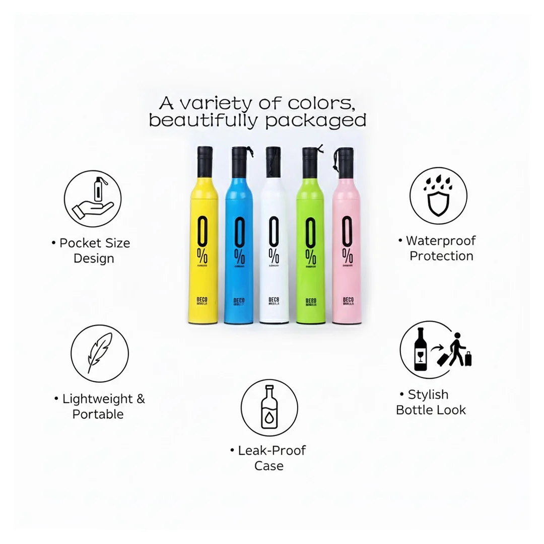 Pocket Folding Wine Bottle Umbrella - Image 5