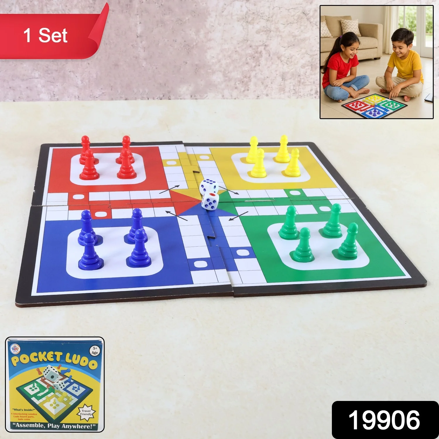 Pocket Ludo Travel Board Game - (1 Set) - Image 2