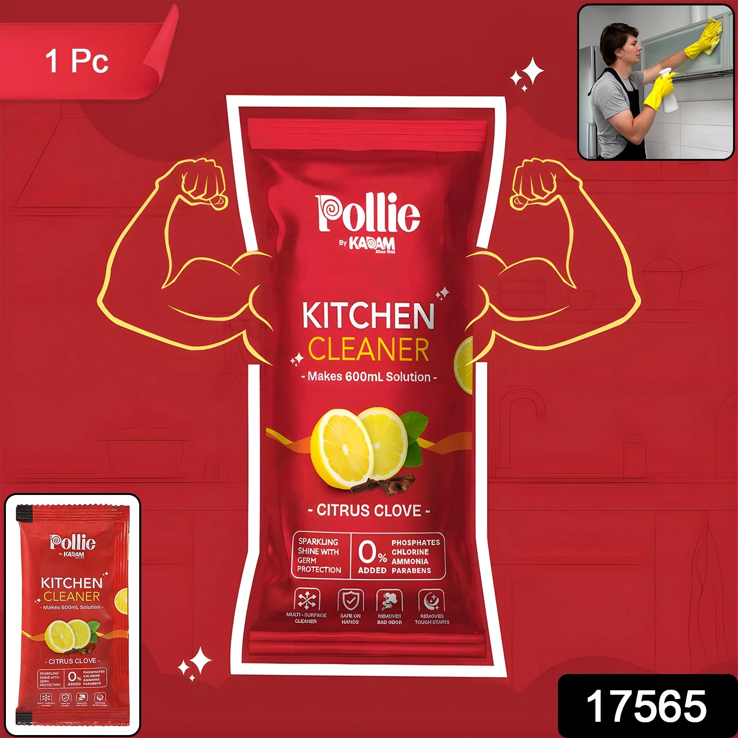 Pollic Kadam Concentrated Kitchen Surface Cleaner Sachet - Image 2