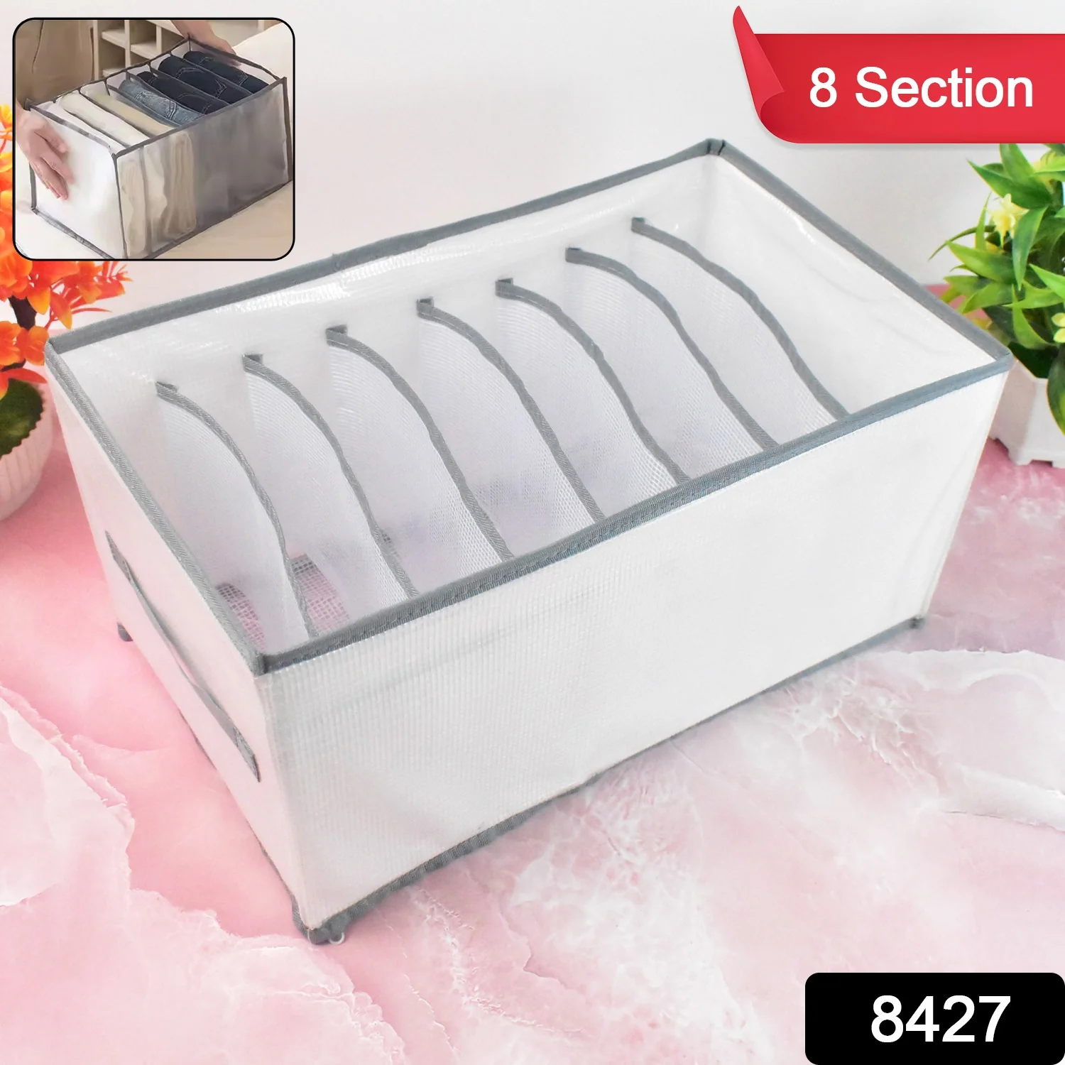 8 Compartment Storage Box, Wardrobe Clothes Organizer (1 Pc) - Image 2