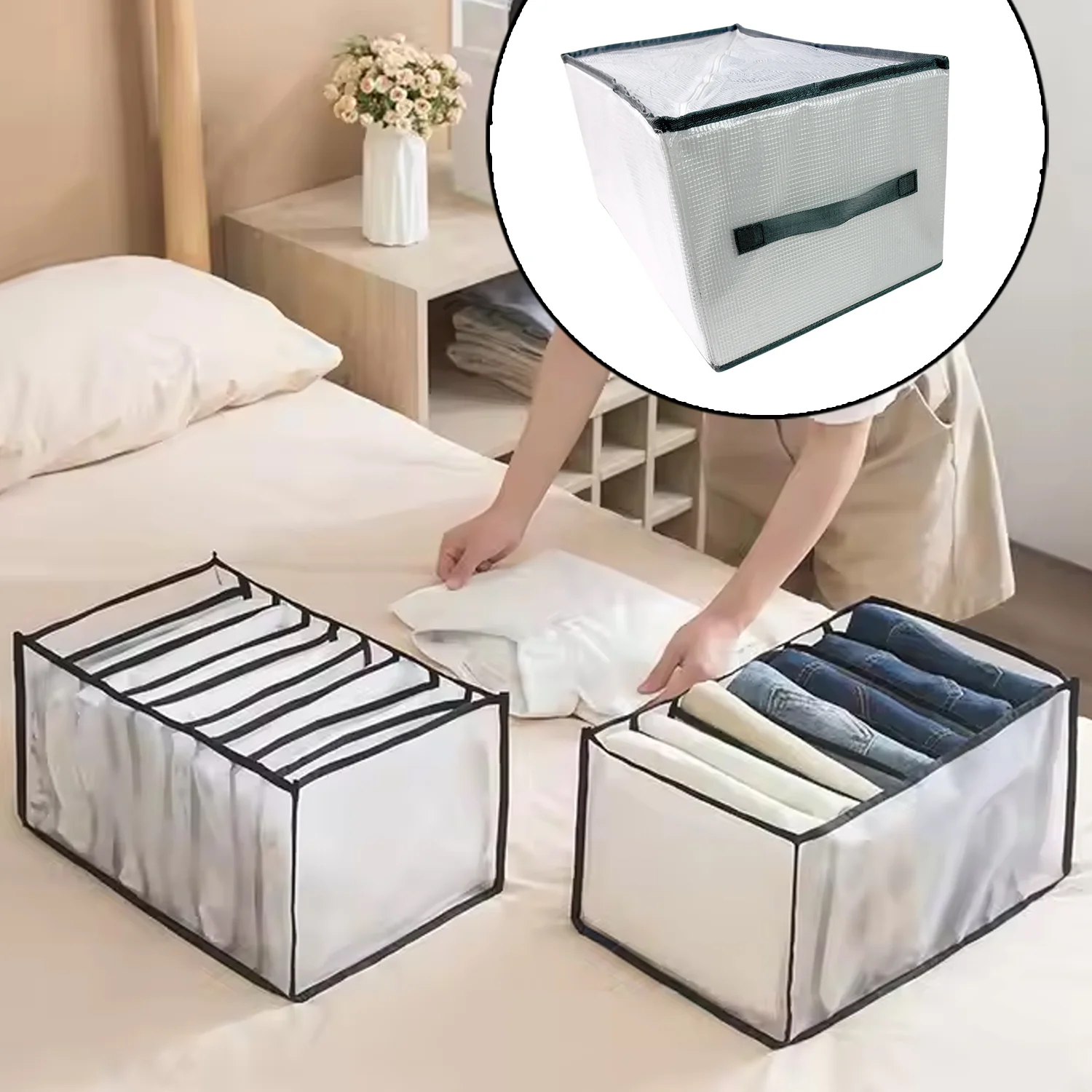 8 Compartment Storage Box, Wardrobe Clothes Organizer (1 Pc) - Image 6