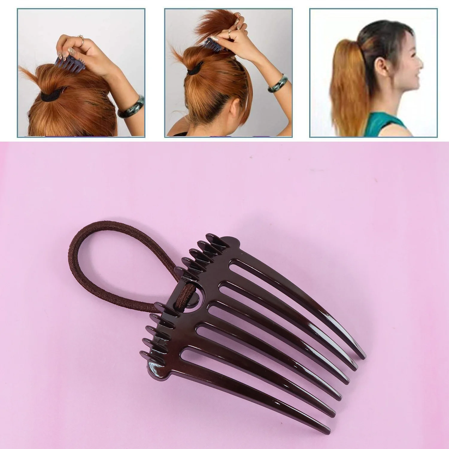 Ponytail Comb with Elastic Loop - (1 Pc) - Image 3