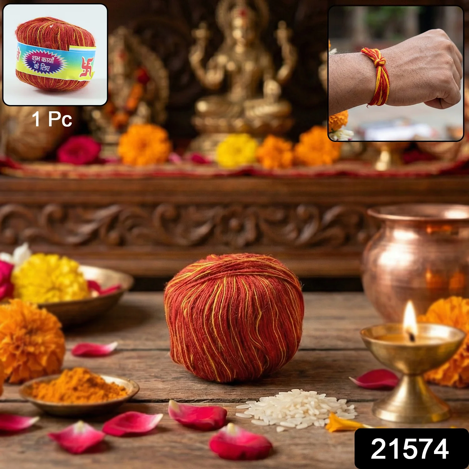 Pooja Kalawa Moli Sacred Cotton Thread (1 Pc) - Image 2