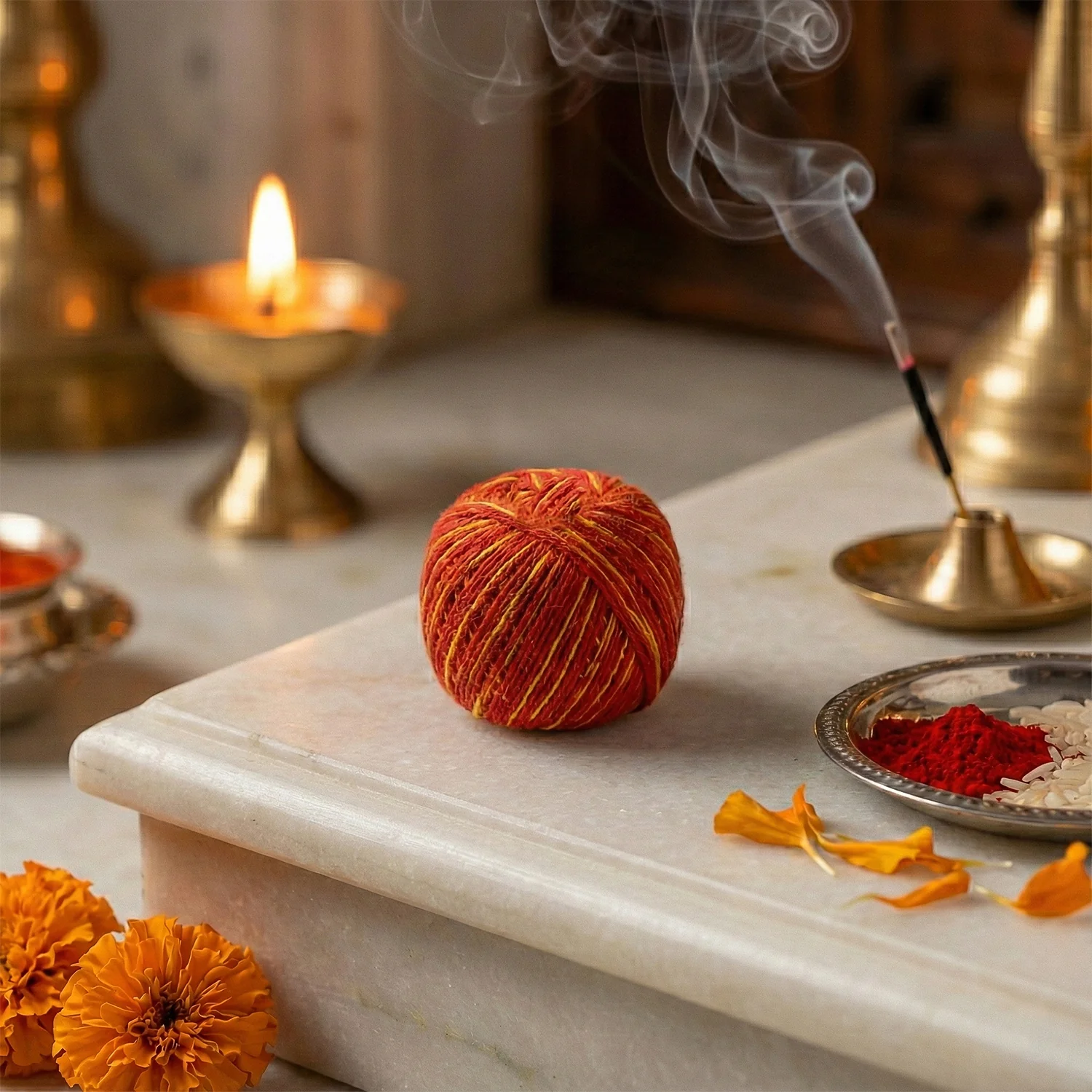 Pooja Kalawa Moli Sacred Cotton Thread (1 Pc) - Image 3