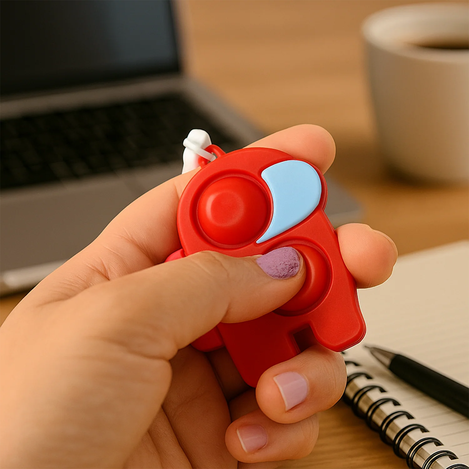 Pop-It Fidget Keychain Toy - (1 Pc / Mix Color) - Image 3