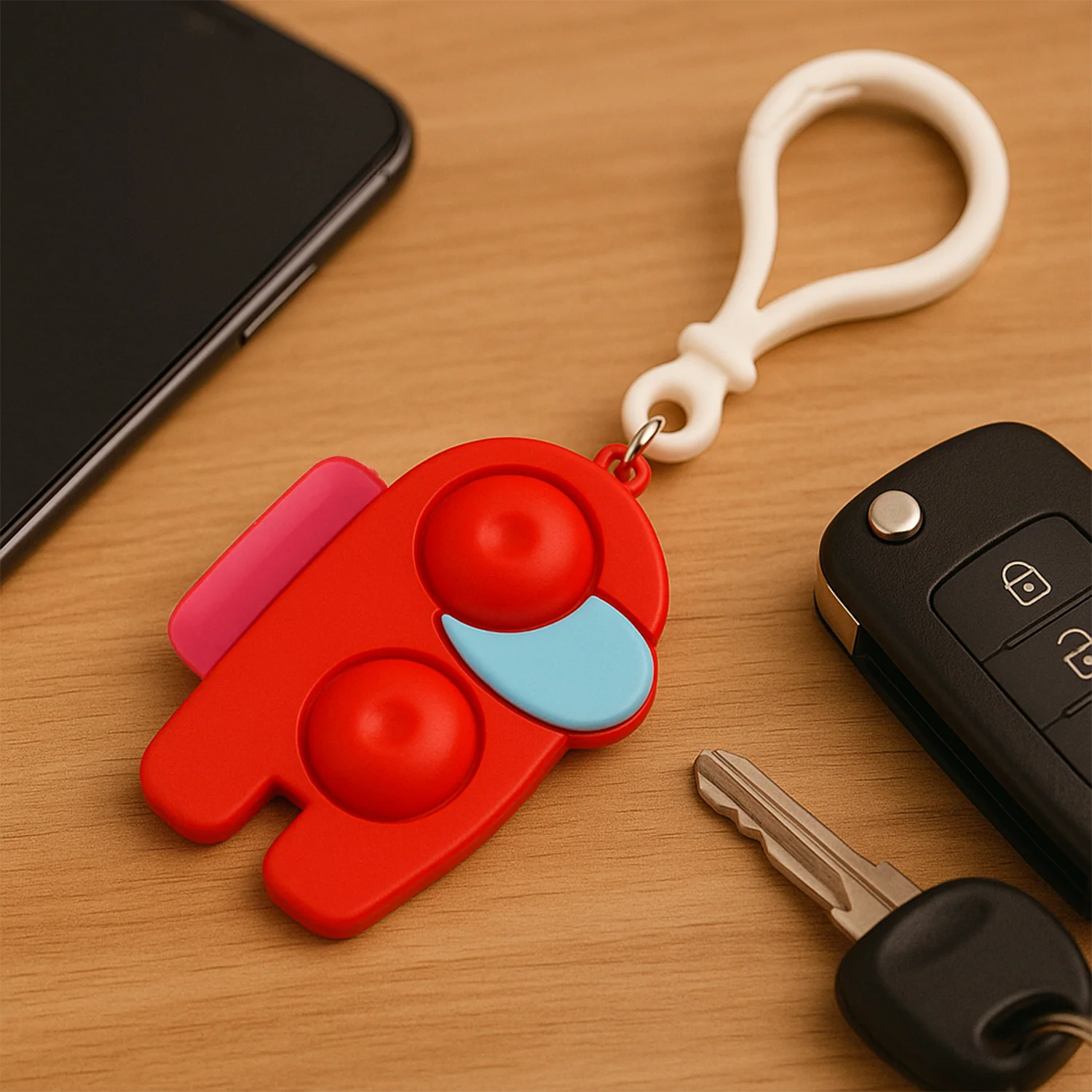 Pop-It Fidget Keychain Toy - (1 Pc / Mix Color) - Image 4