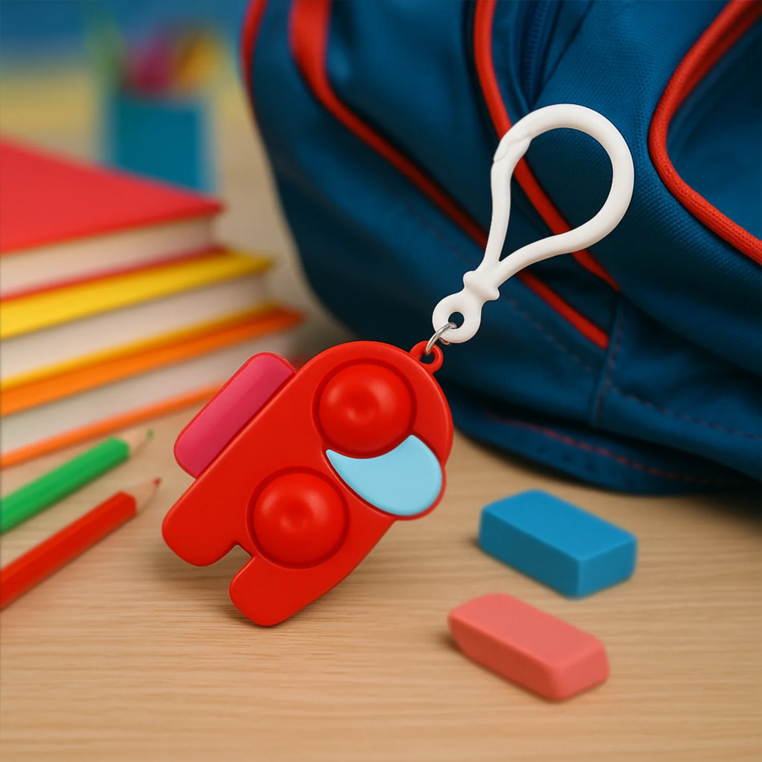 Pop-It Fidget Keychain Toy - (1 Pc / Mix Color) - Image 6
