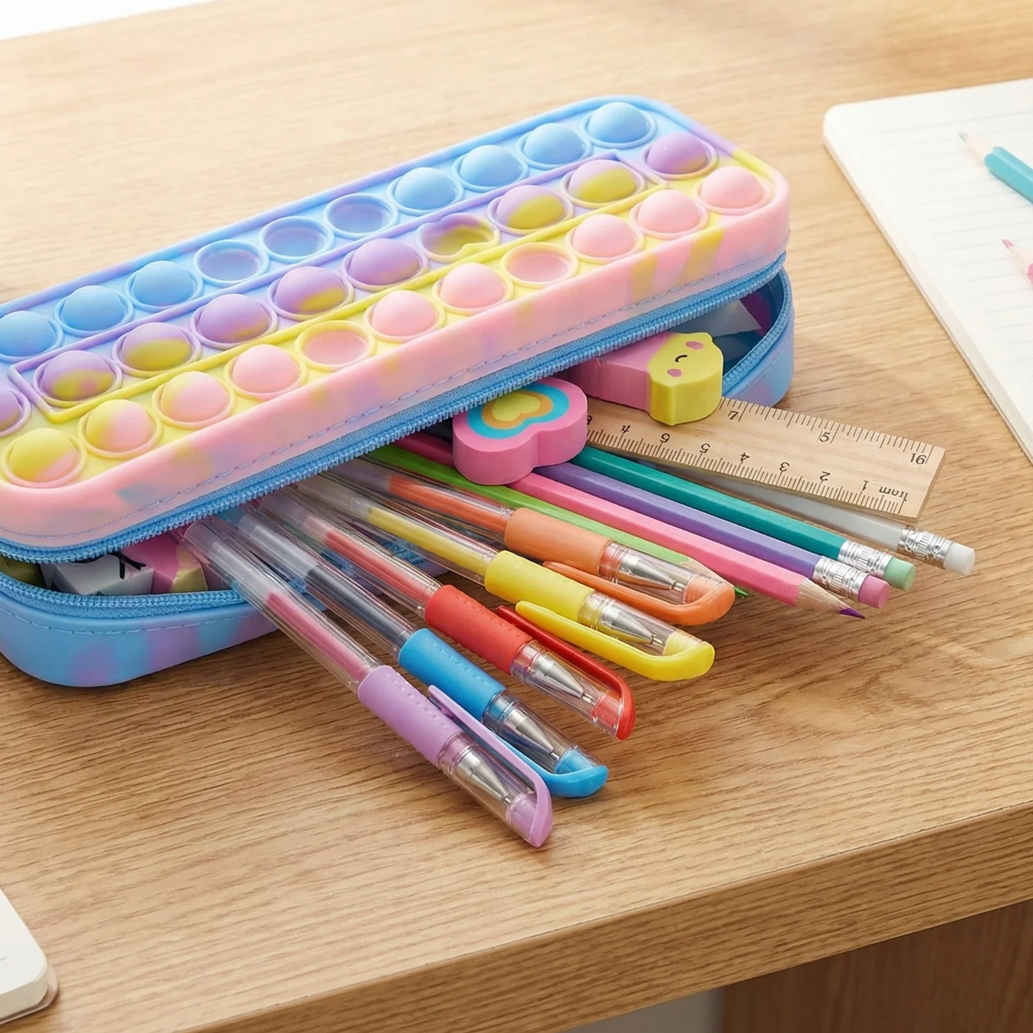 Pop It Silicone Pencil Pouch with Zipper (1 Pc) - Image 5
