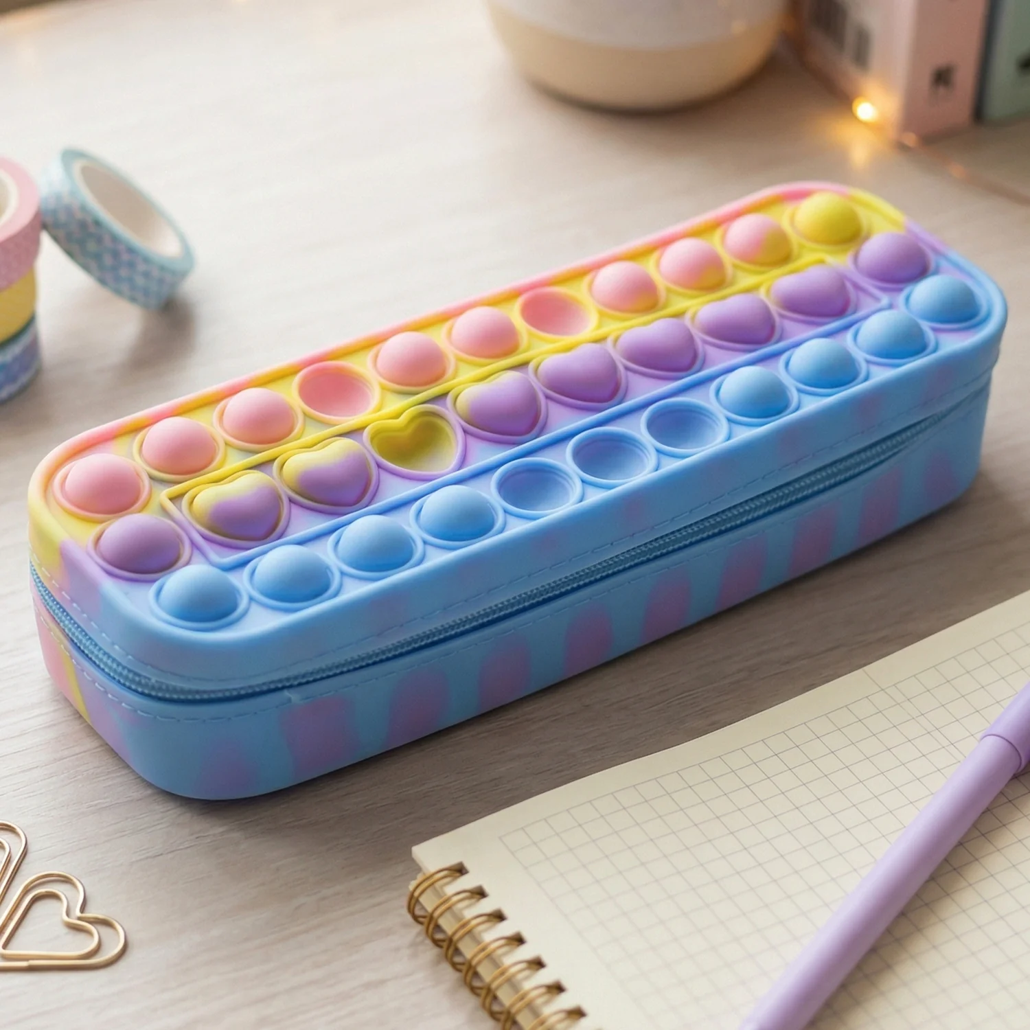 Pop It Silicone Pencil Pouch with Zipper (1 Pc) - Image 8
