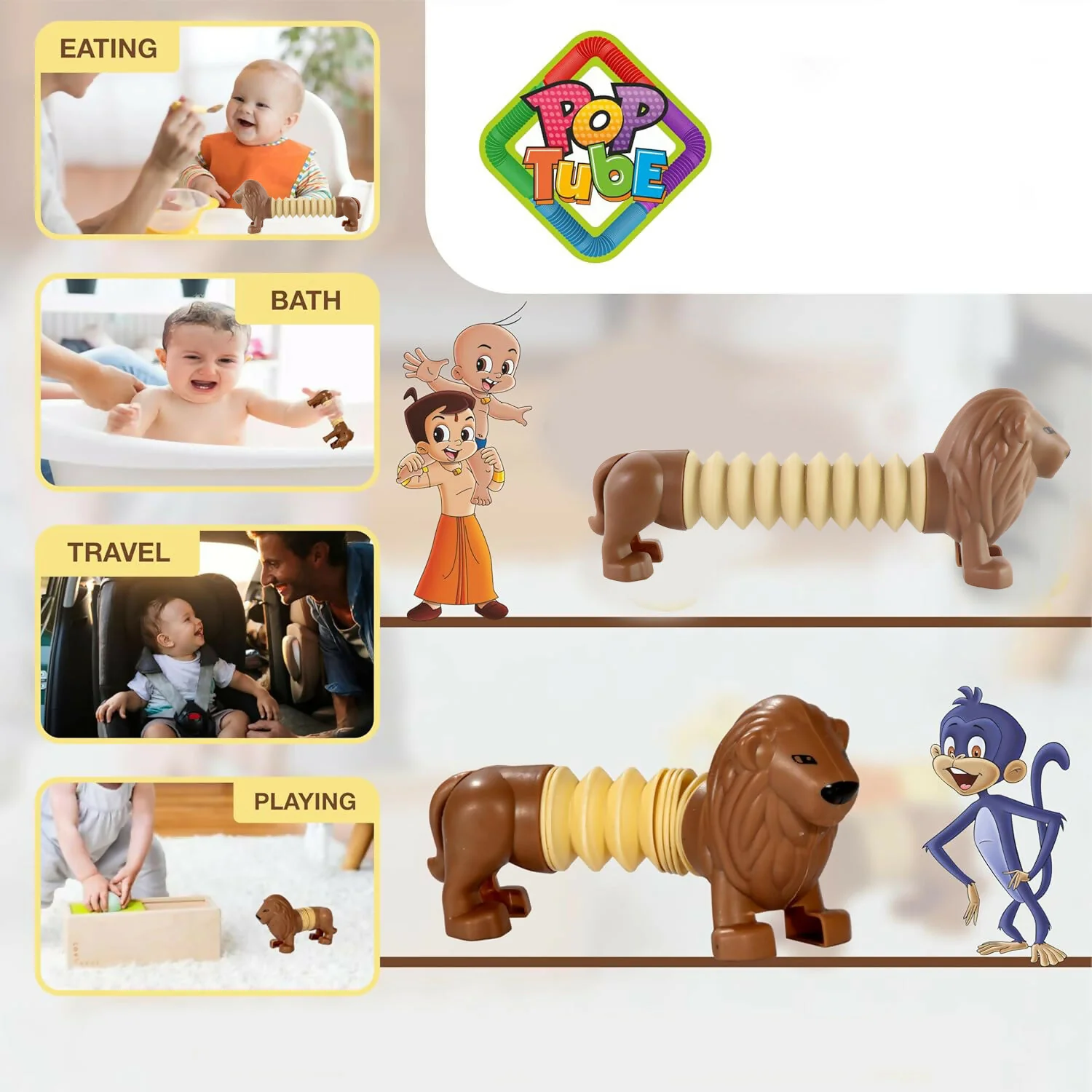 Pop Tube Lion Toy – Stretch, Twist & Shape-Changing Telescopic Animal Toy for Kids - Image 4