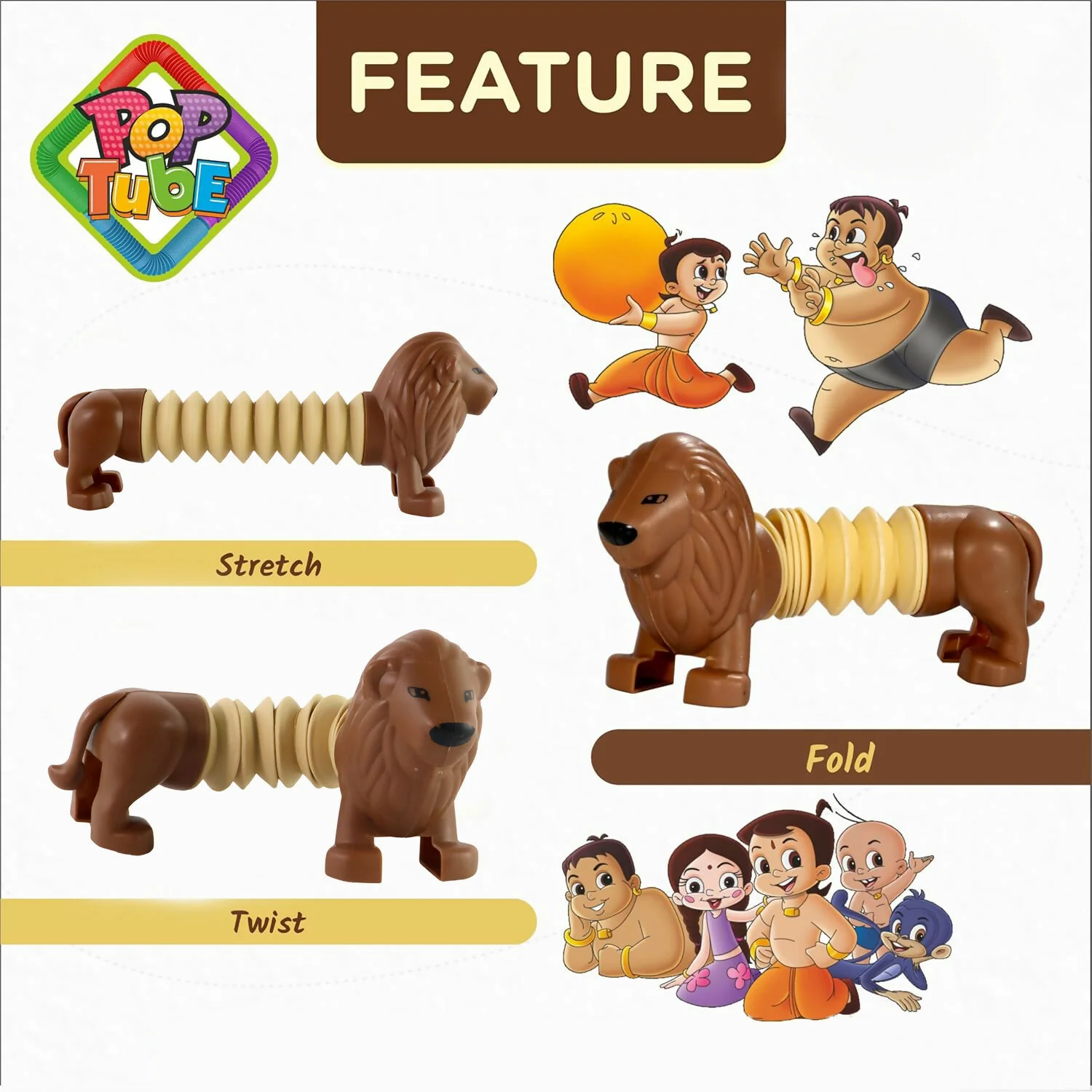 Pop Tube Lion Toy – Stretch, Twist & Shape-Changing Telescopic Animal Toy for Kids - Image 5
