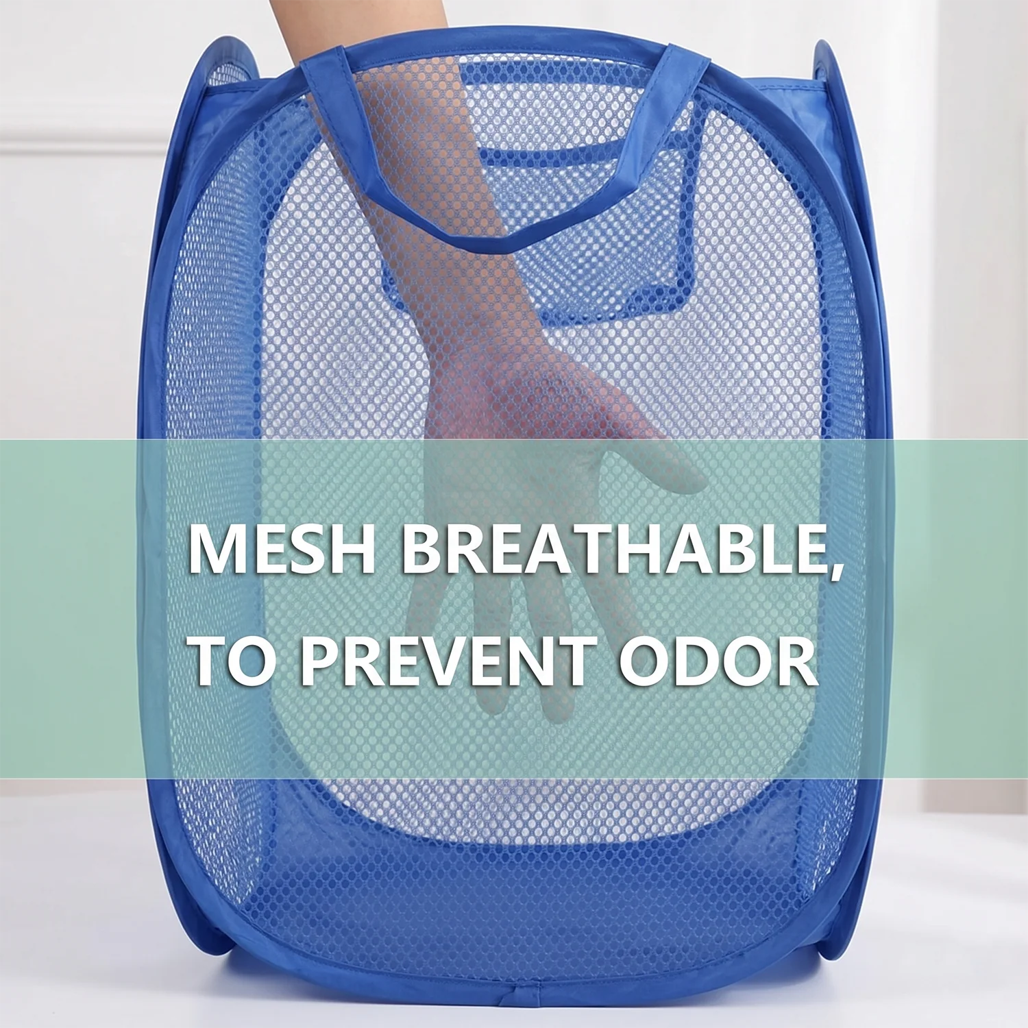 Pop Up Mesh Laundry Basket Lightweight Clothes Hamper (1 Pc,34x34x58cm) - Image 7